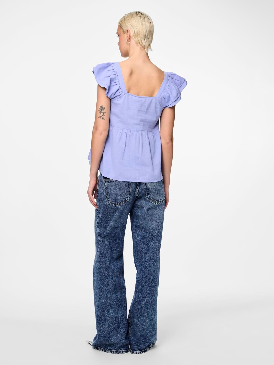 Pieces PCMILLA SL FLOUNCE TOP Hydrangea 2900148545037