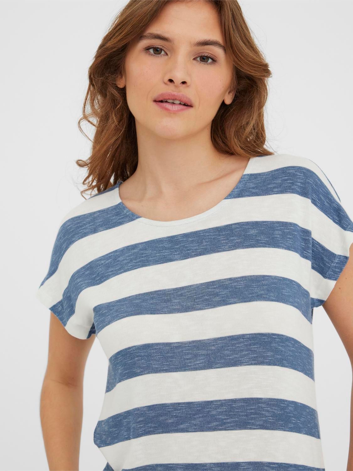 Vero Moda VMWIDE STRIPE SL TOP GA JRS NOOS China Blue/SNOW WHITE 2900148596053 Vero Moda VMWIDE STRIPE SL TOP GA JRS NOOS China Blue/SNOW WHITE 2900148596053