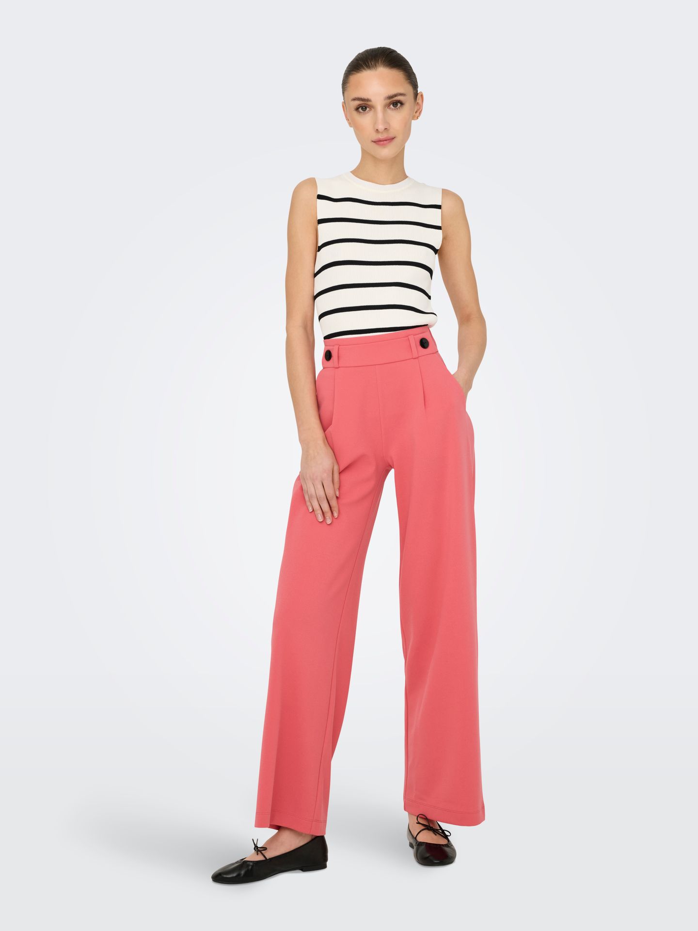 JDY JDYGEGGO NEW LONG PANT JRS NOOS Rose Of Sharon/BLACK BUTTONS 2900155213011