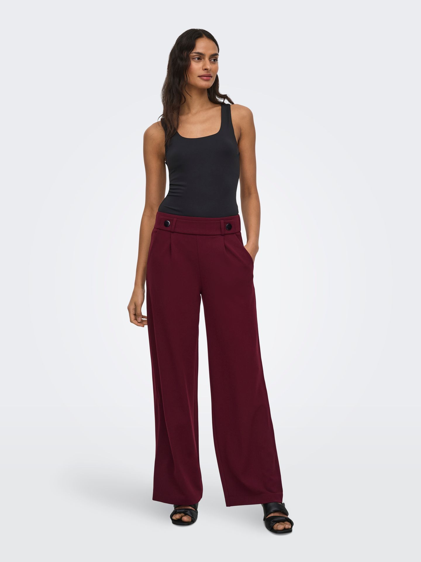 JDY JDYGEGGO NEW LONG PANT JRS NOOS Windsor Wine/BLACK BUTTONS 2900167389087