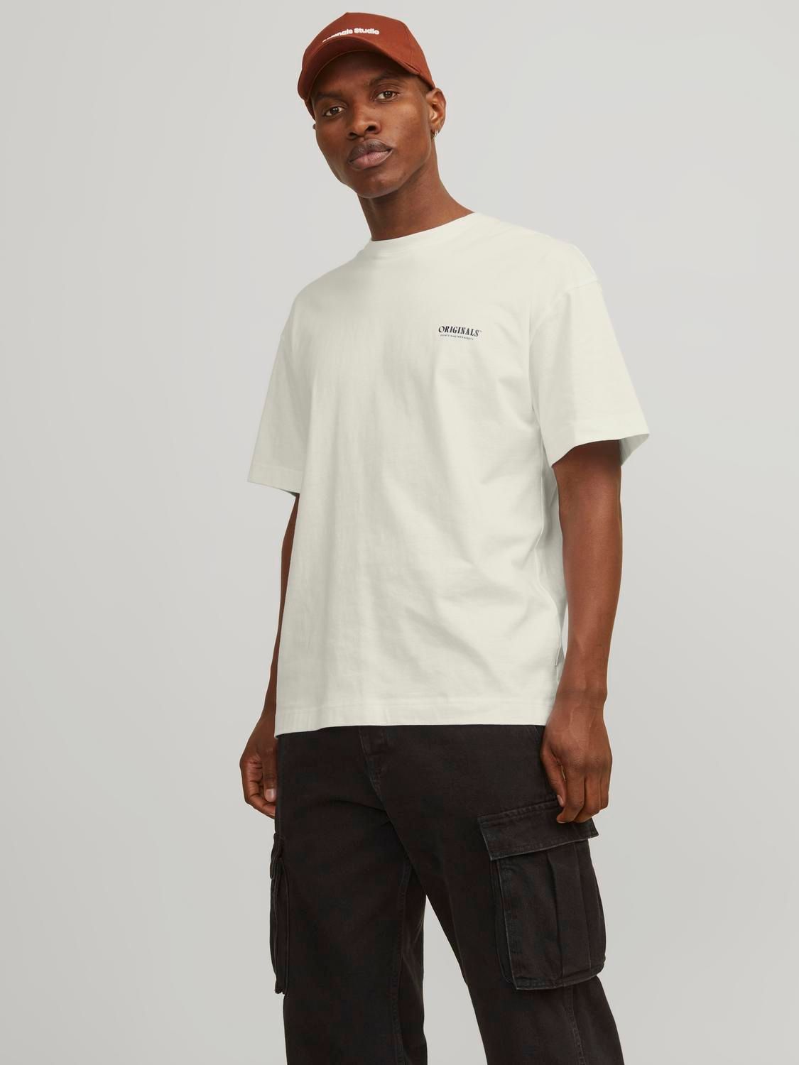 Jack & Jones JORMYKONOS GEO BACK TEE SS CREW NEC Buttercream 00109099-EKA26011400002262