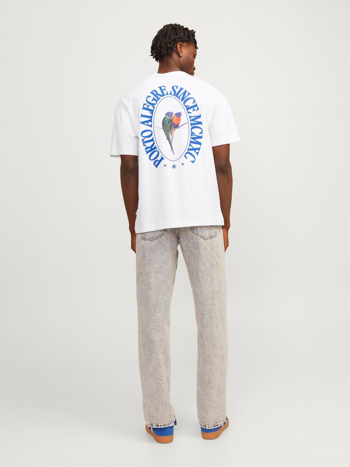 Jack & Jones JORMYKONOS BACK TEE SS CREW NECK SN Bright White 2900148635011