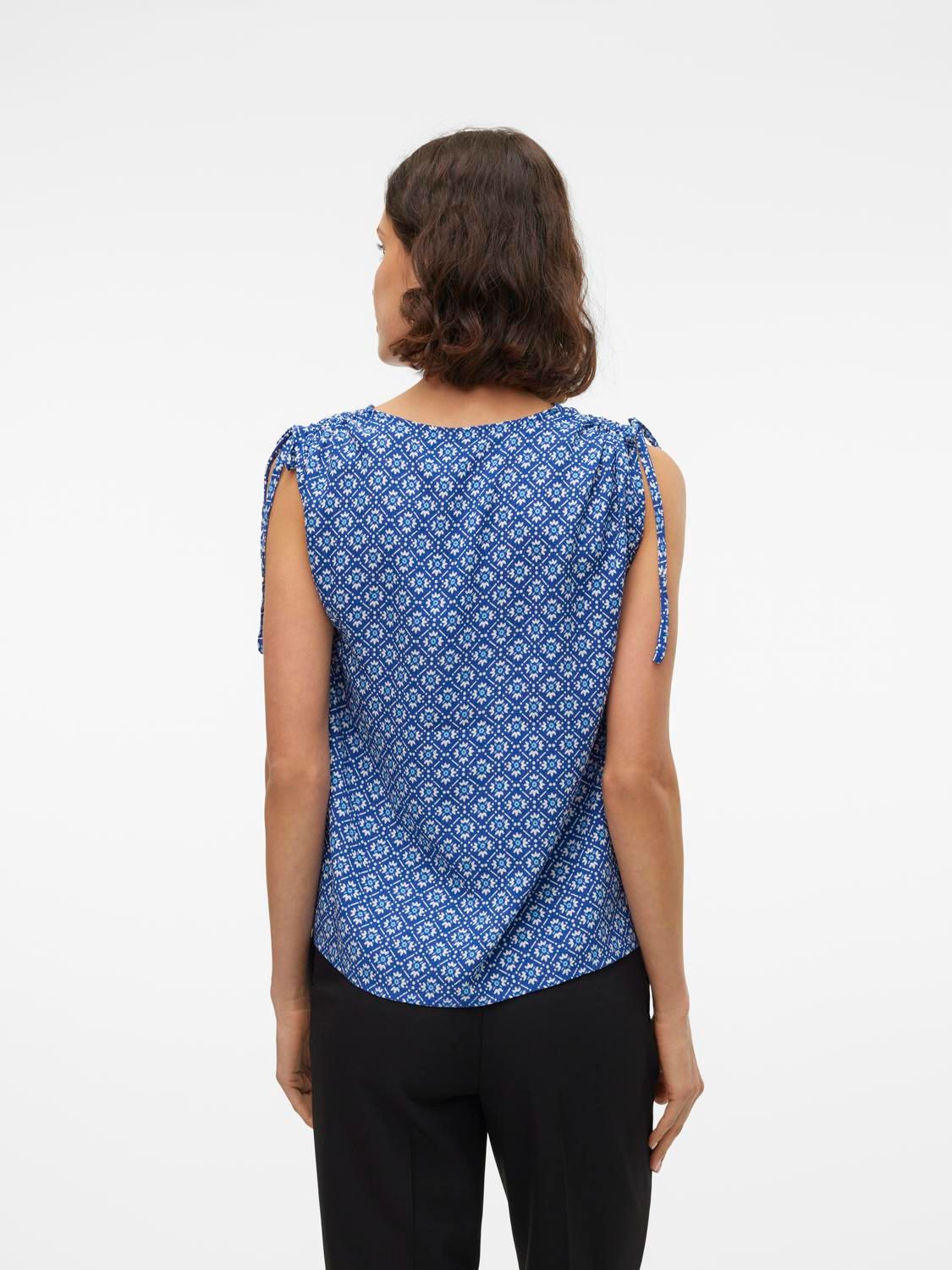 Vero Moda VMSHIVE S/L V-NECK TOP WVN EXP Sodalite Blue/DUSK BLUE GRAPHIC 2900148739016