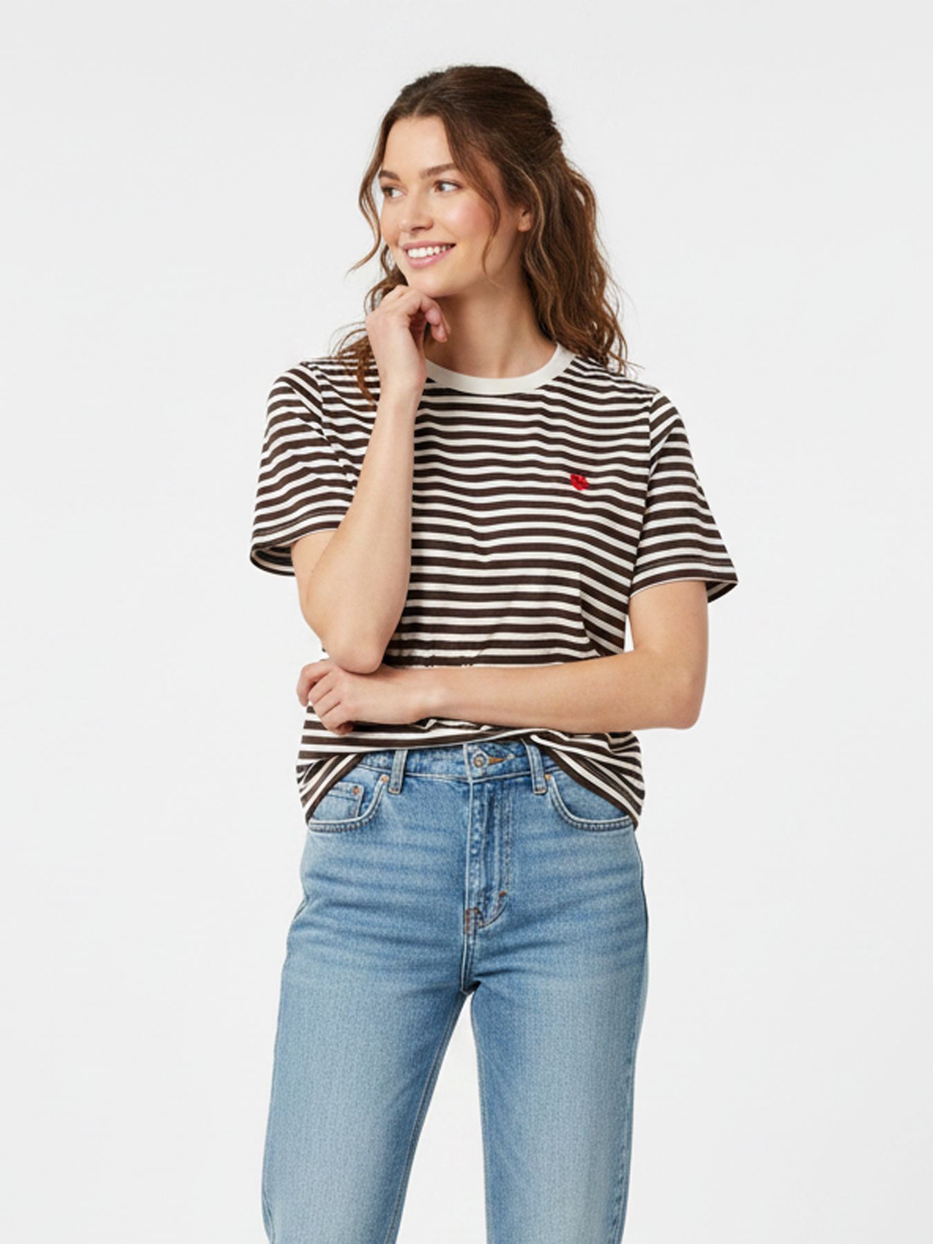 JDY JDYPISA S/S PRINT TOP JRS NOOS Cloud Dancer/NEW STRIPE CHICORY COF 2900166774051