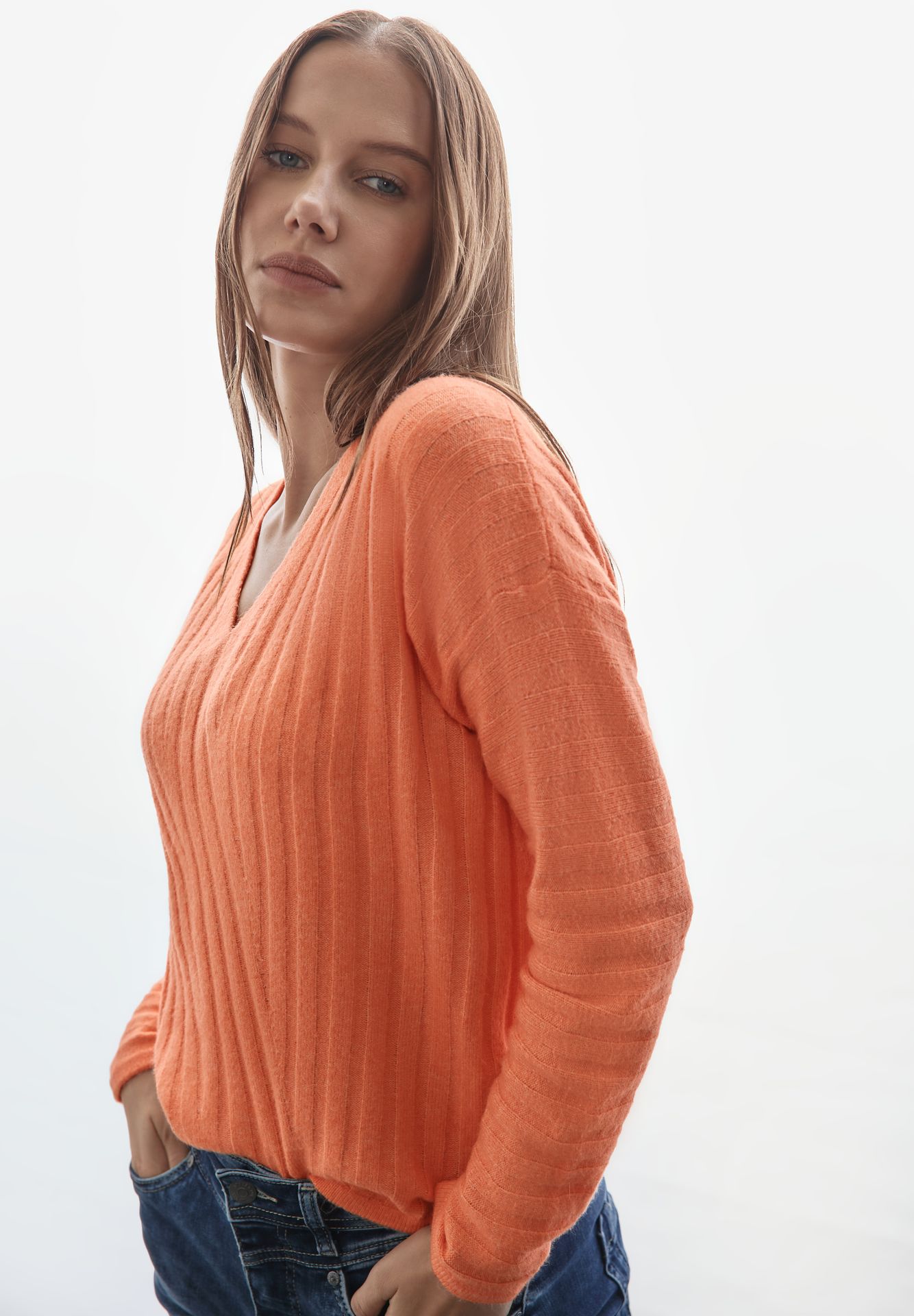 Street-One A302901 v-neck dolman peachwood orange melange 2900148818025