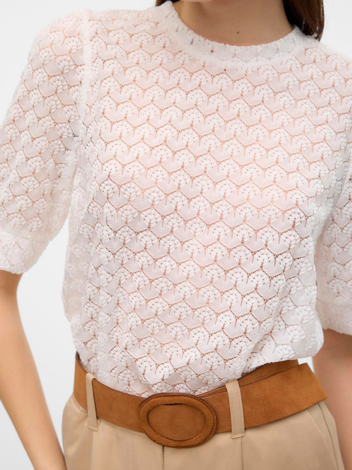 Vero Moda VMBECCA LACE SS O-NECK TOP JRS GA N Snow White 2900149031027 Vero Moda VMBECCA LACE SS O-NECK TOP JRS GA N Snow White 2900149031027