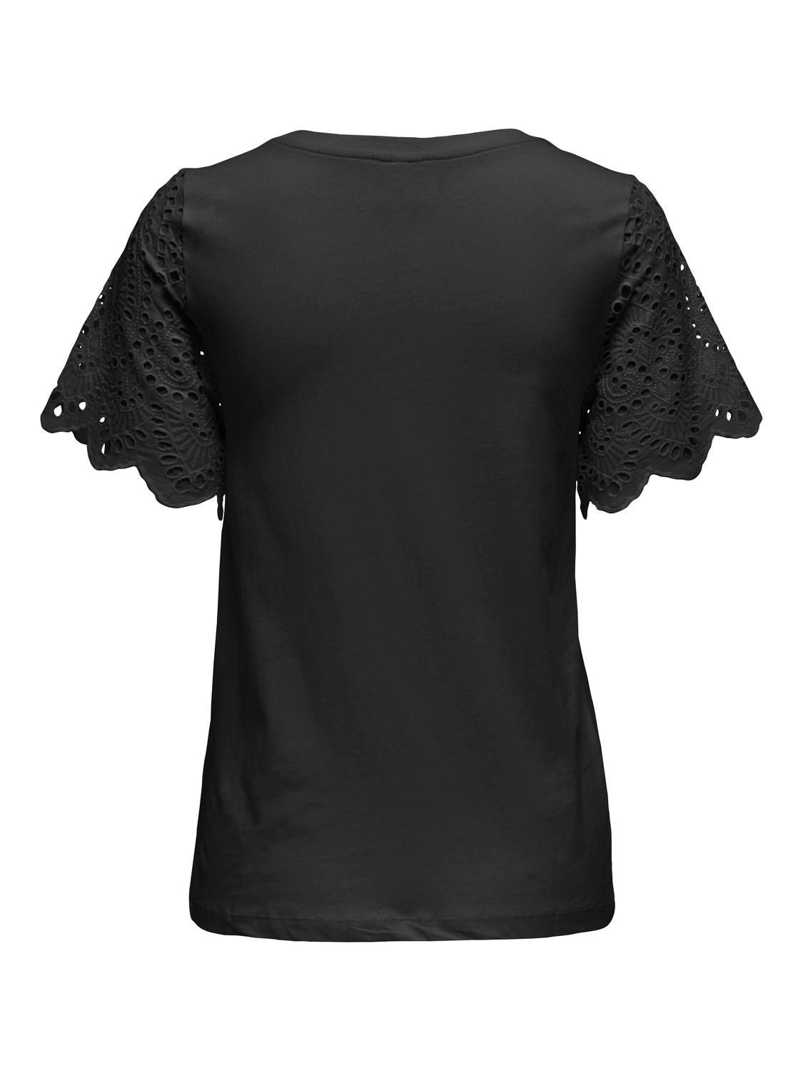 Only ONLEBBA LIFE S/S LACE TOP JRS Black 2900149091038
