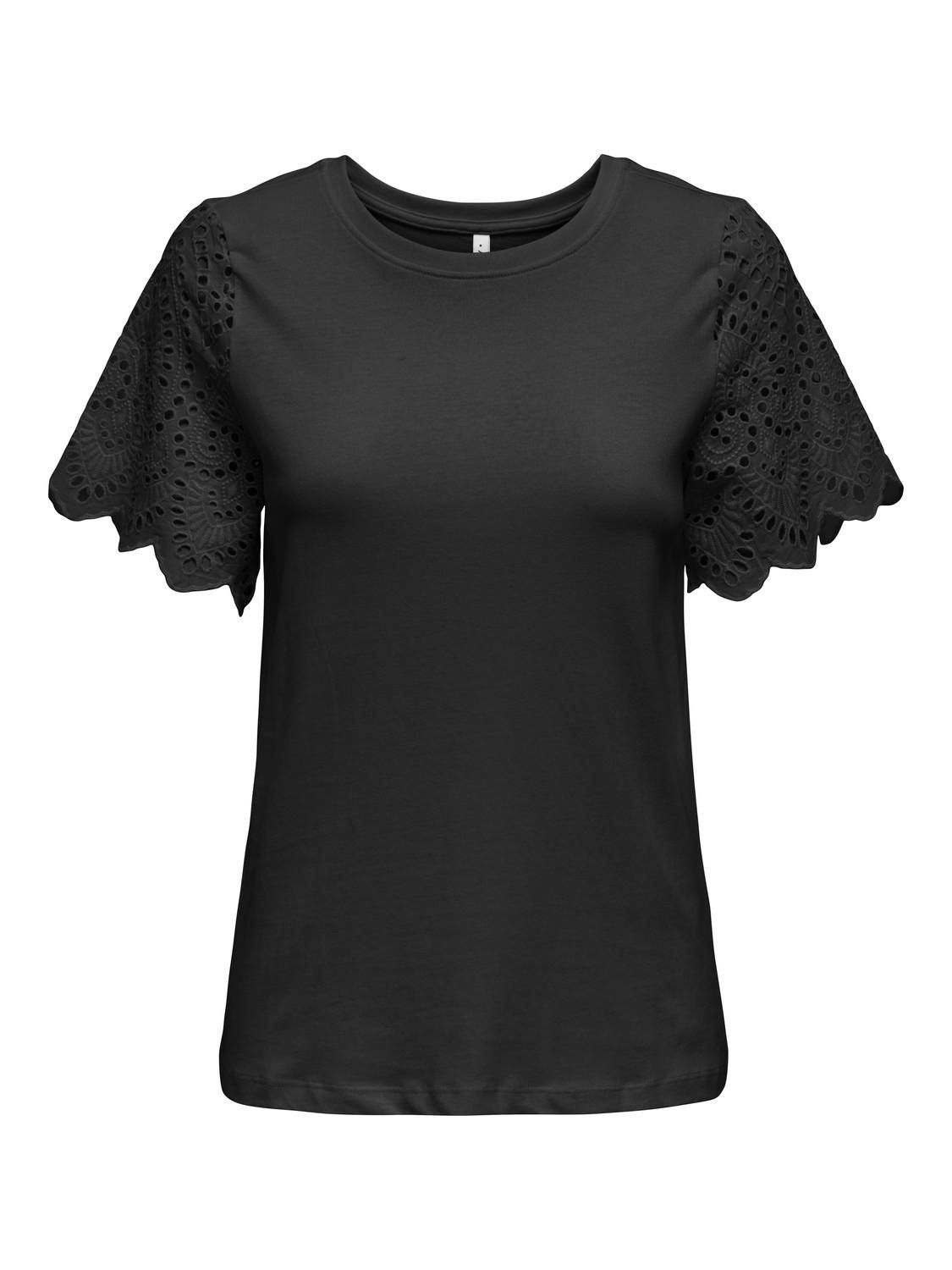 Only ONLEBBA LIFE S/S LACE TOP JRS Black 2900149091038