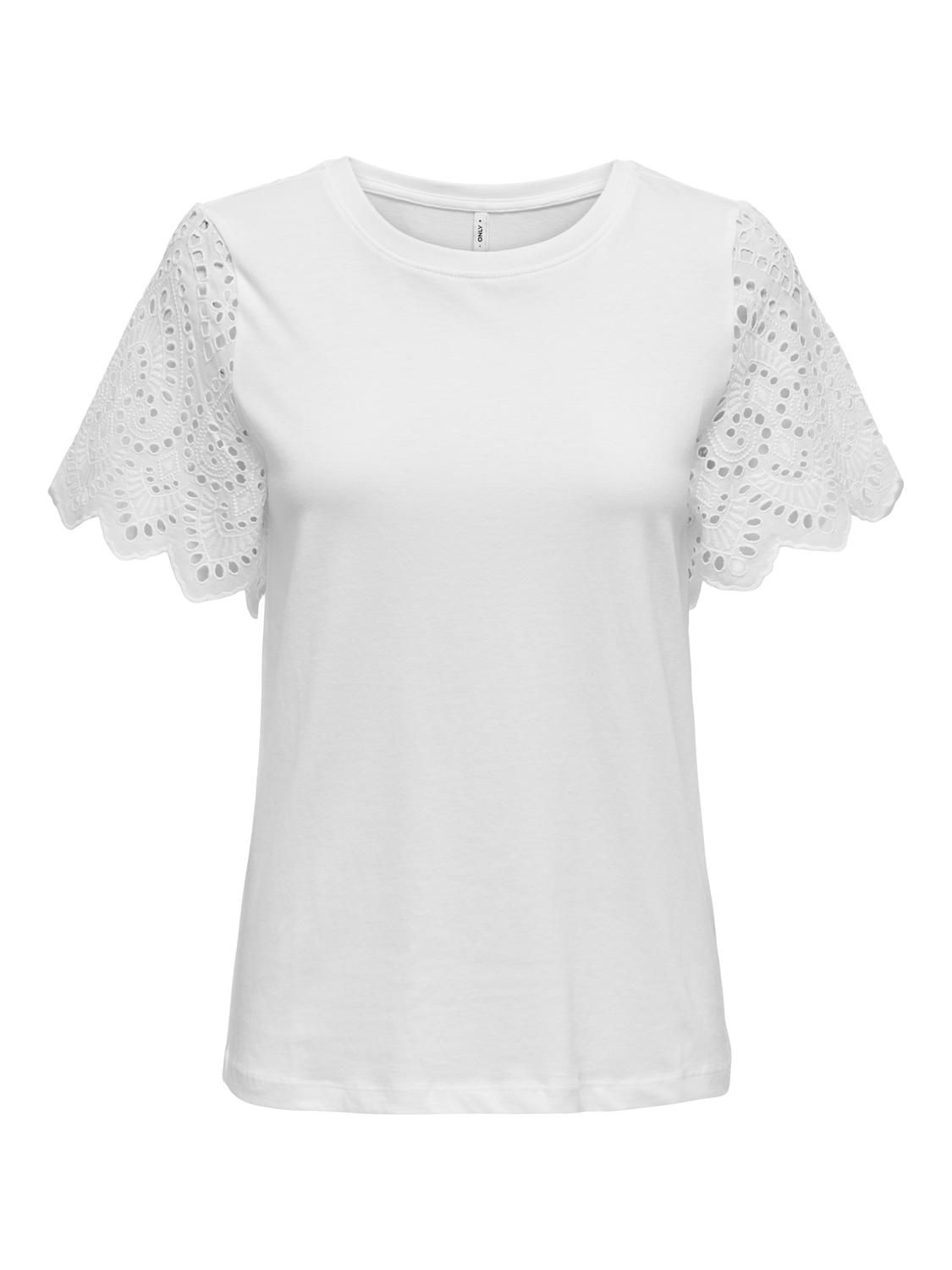 Only ONLEBBA LIFE S/S LACE TOP JRS Cloud Dancer 2900149089035