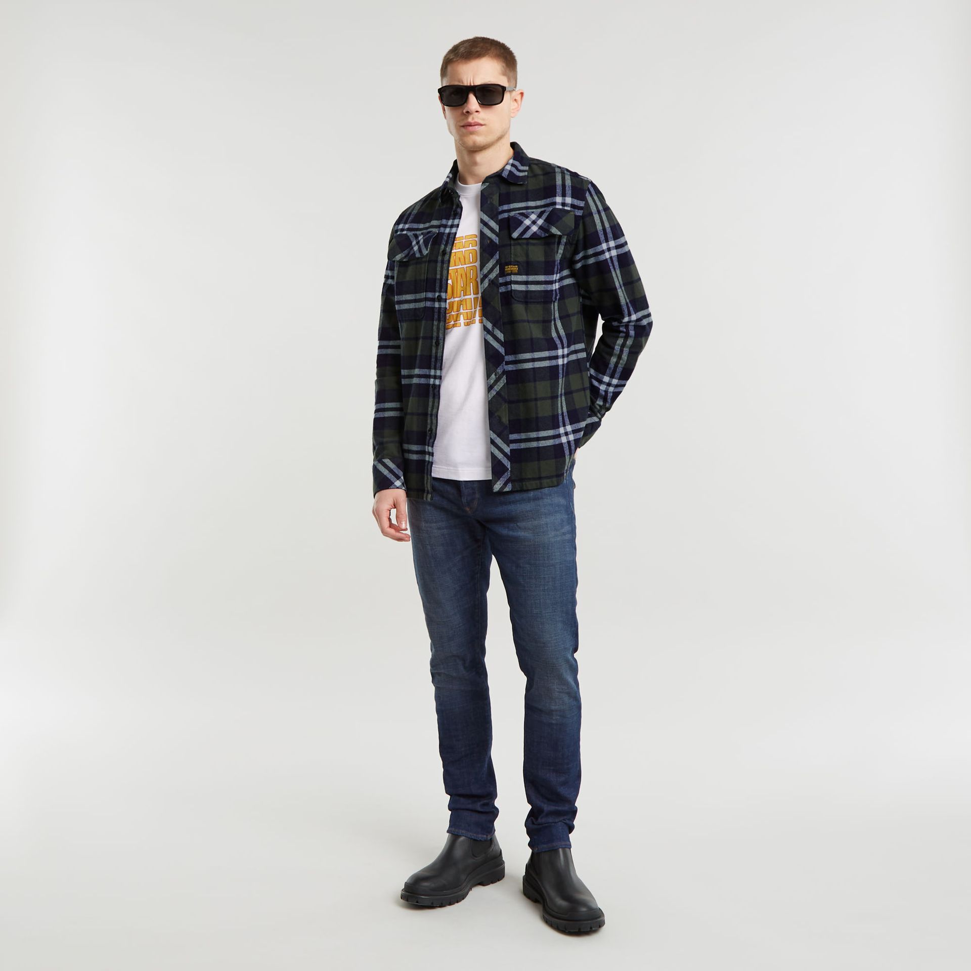 G-star Raw CPO Regular Shirt l\s G708 rinsed botan check 2900149277043