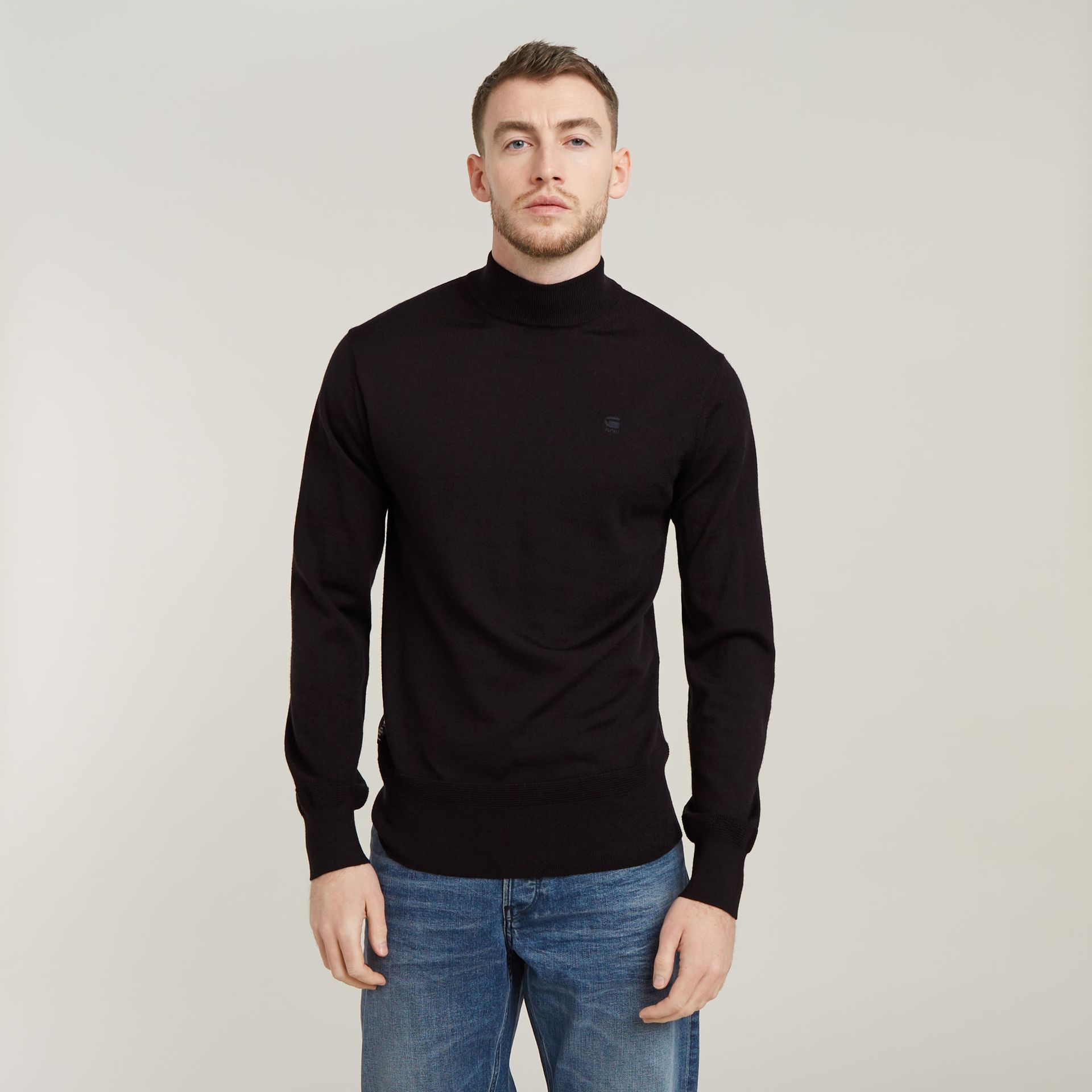 G-star Raw Premium core mock knit 6484 dk black 2900149281071