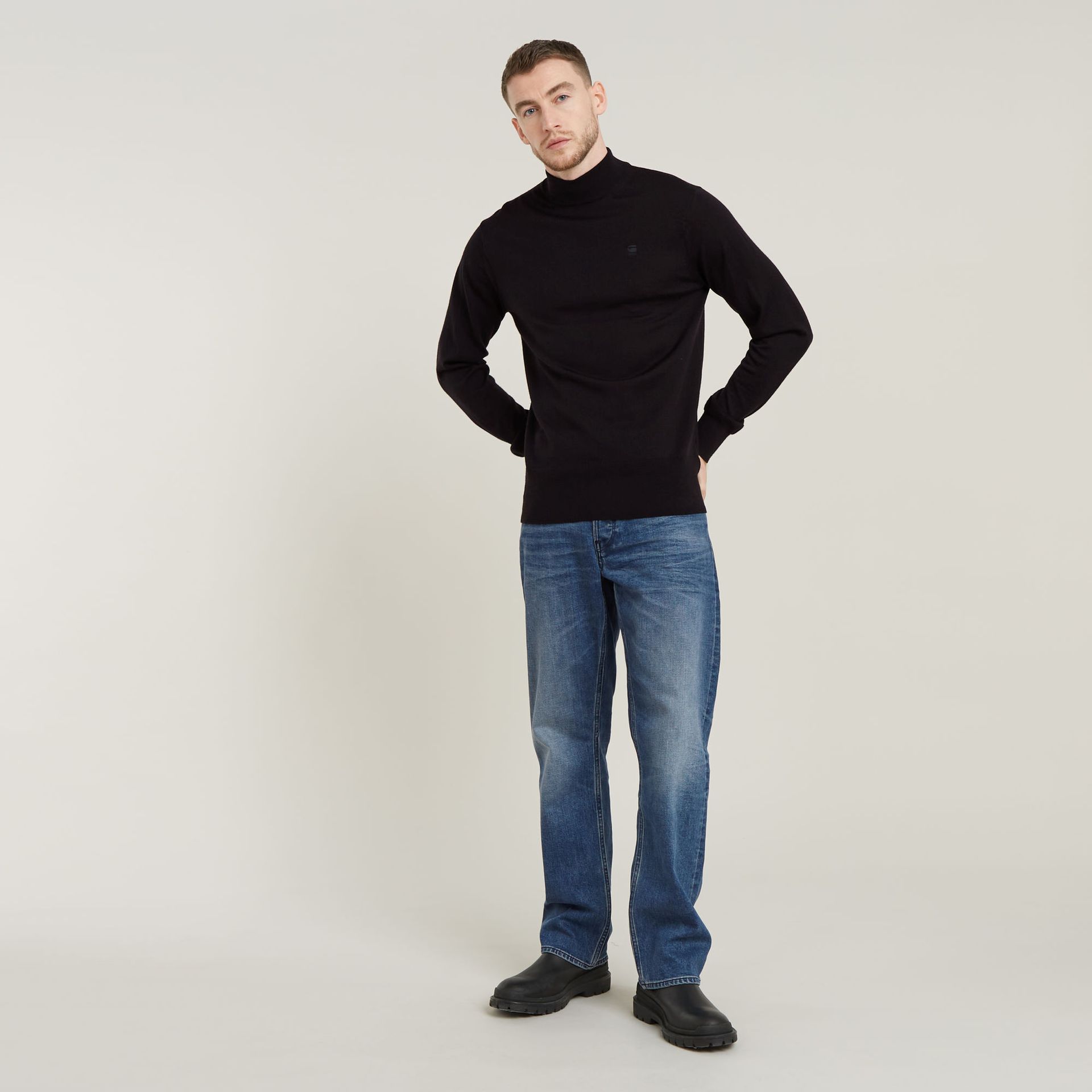 G-star Raw Premium core mock knit 6484 dk black 2900149281064