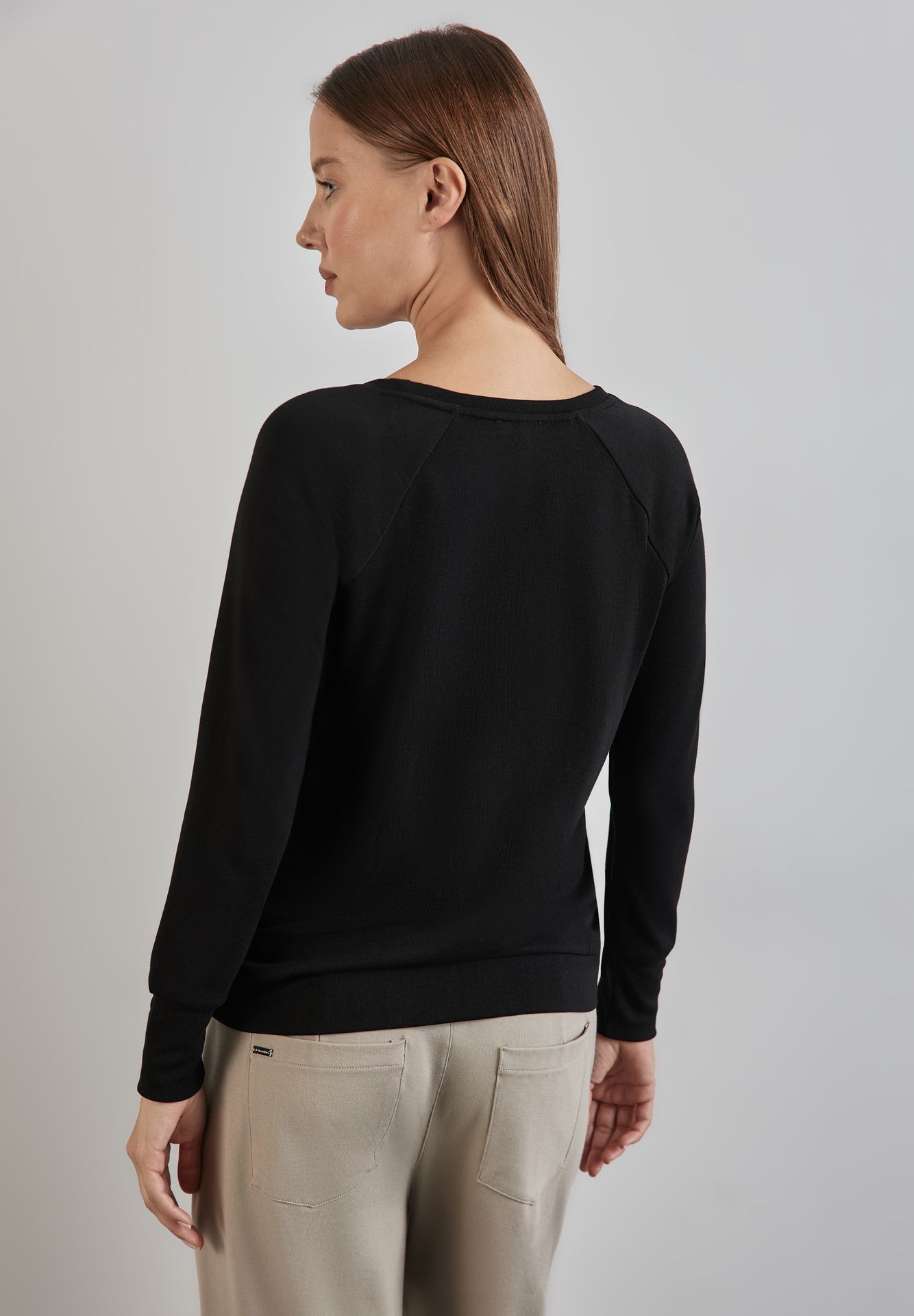 Street-One A322229 knit look shirt w.rib cuffs black 2900149341034