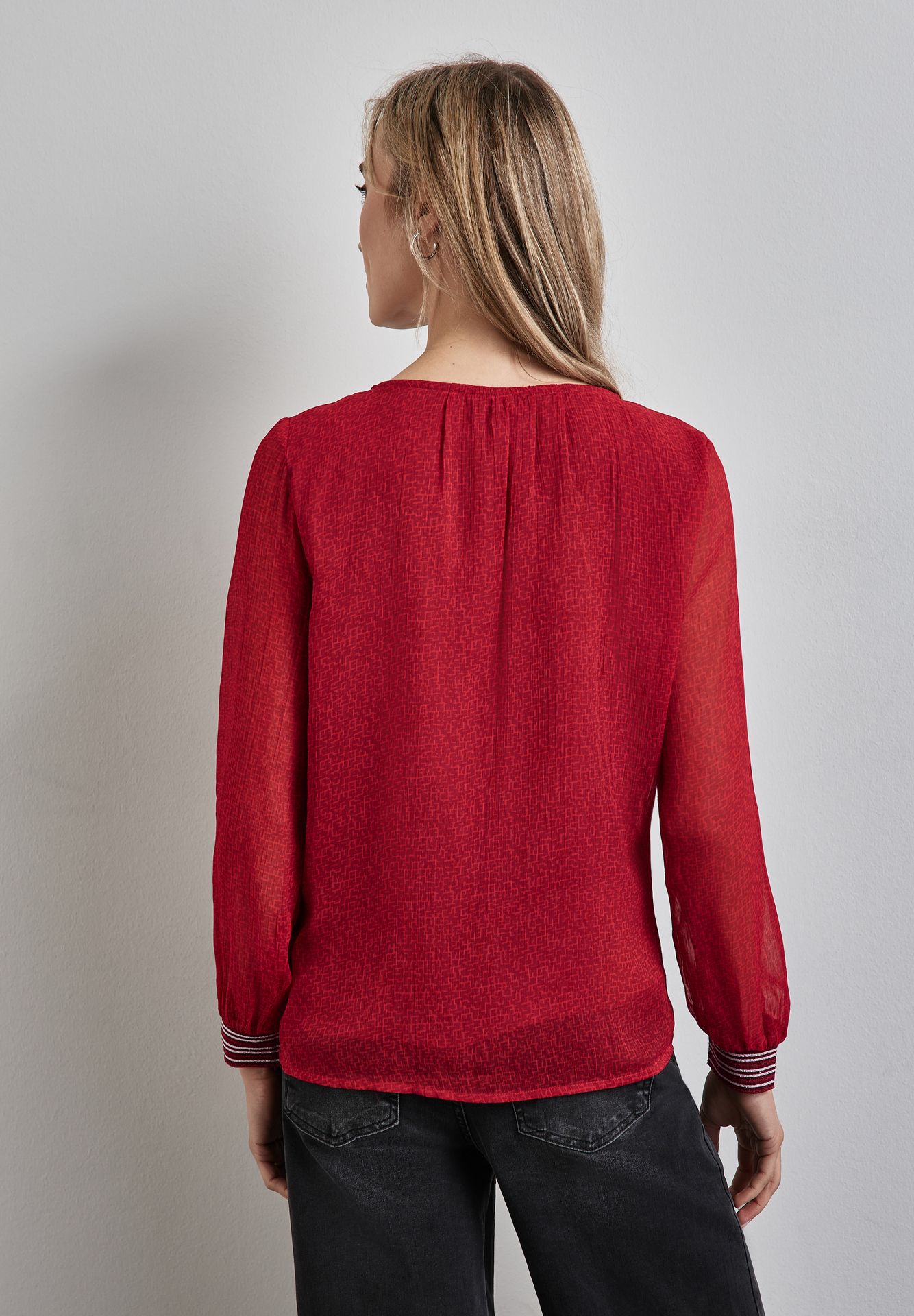 Street-One A345118 Printed chiffon tunic blous beet red 2900149385038