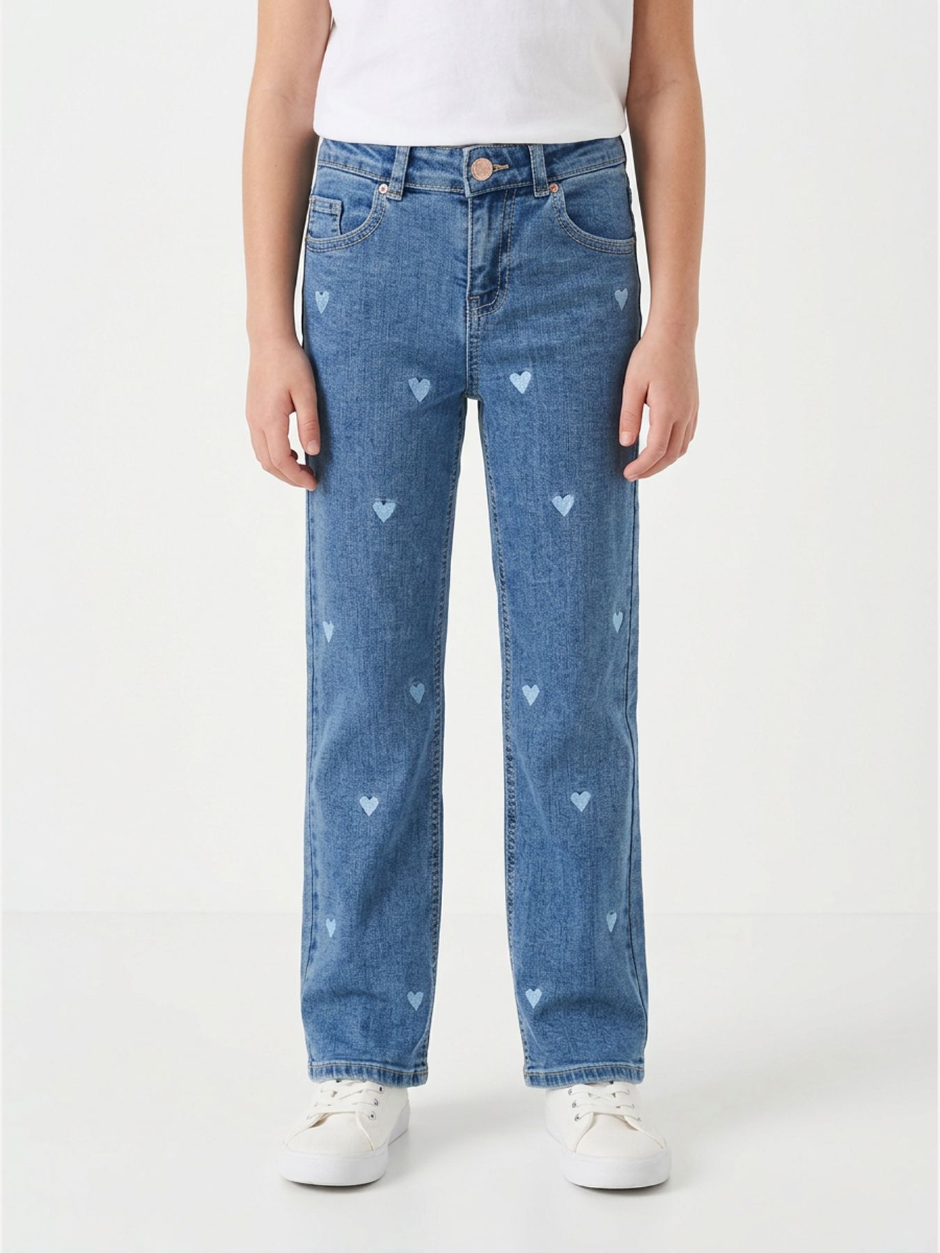 Kids Only KOGJUICY WIDE LEG HEART EMB JEANS N Light Medium Blue Denim/EMBROIDERED 00109570-EKA26011400002428