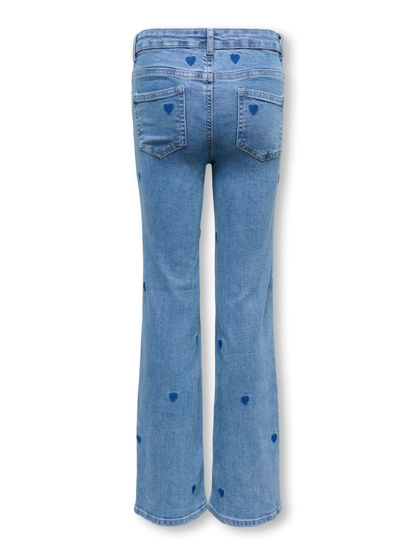 Kids Only KOGJUICY WIDE LEG HEART EMB JEANS N Light Medium Blue Denim/DARK BLUE H 2900158089057