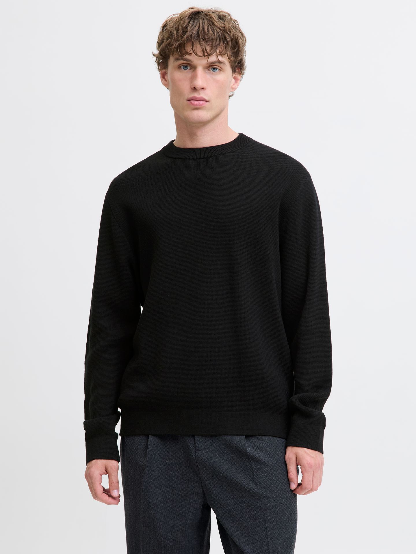 Jack & Jones JPRBLAMILANO STITCH KNIT CREW NECK Black 2900169736049