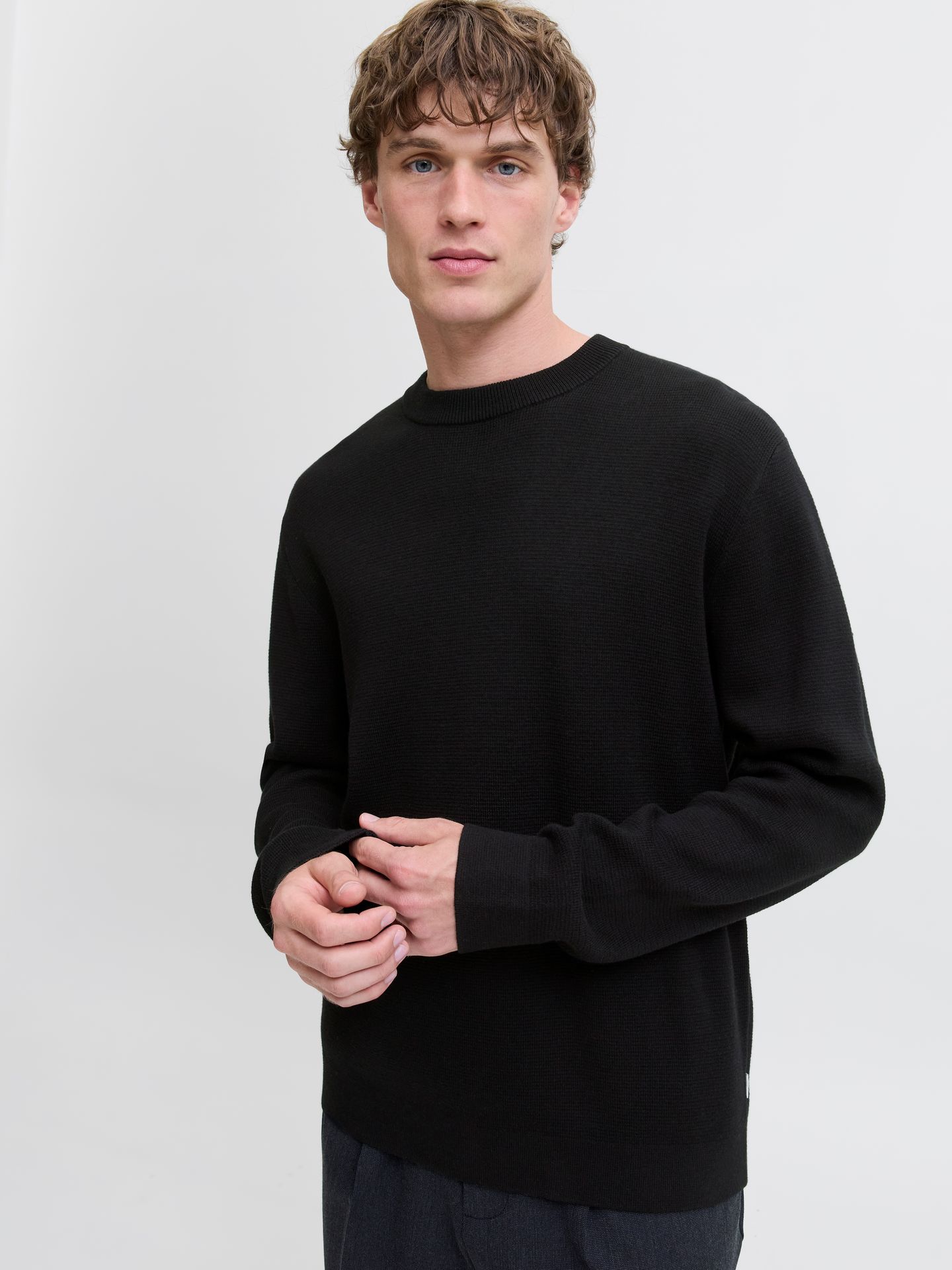 Jack & Jones JPRBLAMILANO STITCH KNIT CREW NECK Black 2900169736049