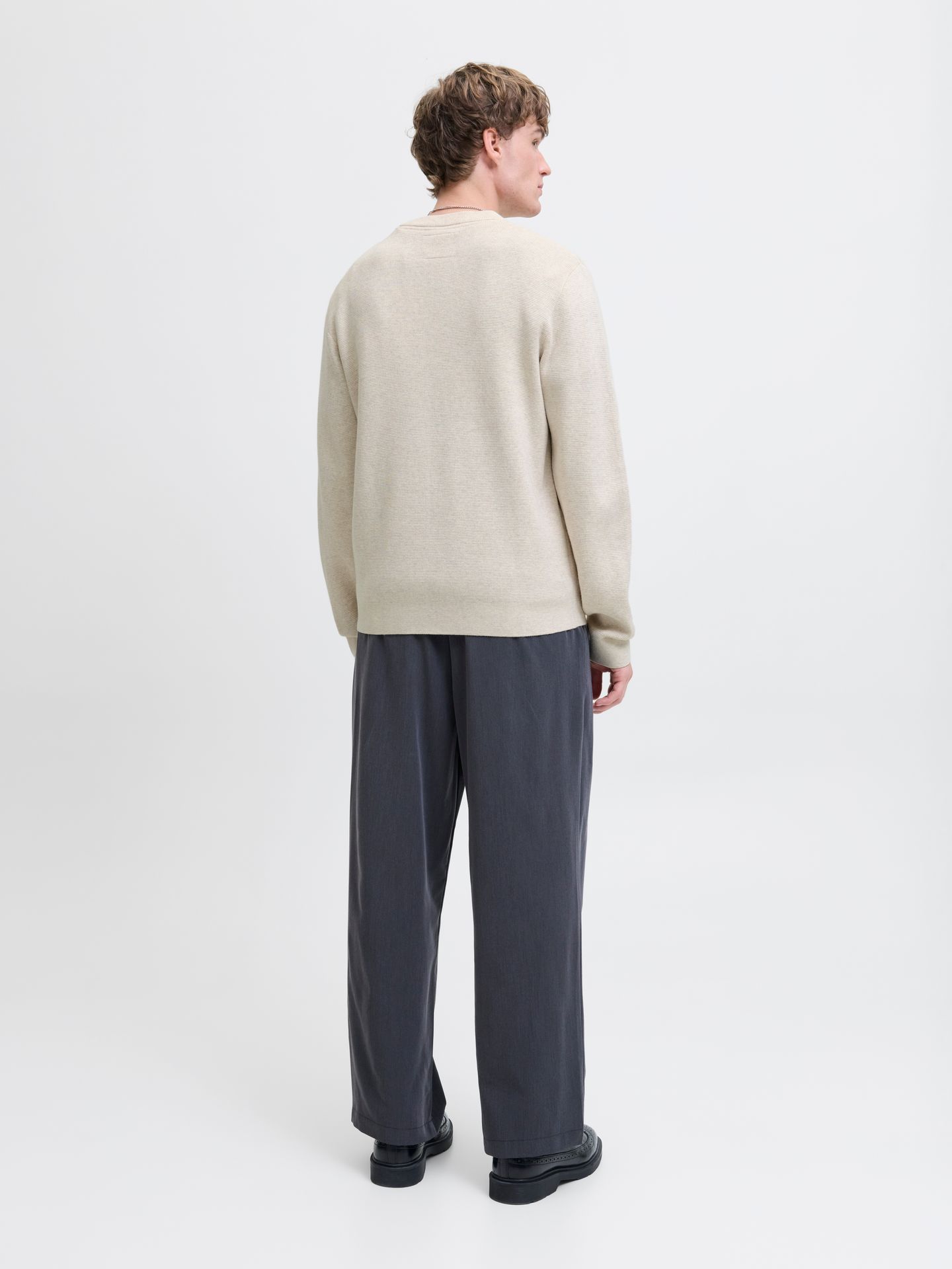 Jack & Jones JPRBLAMILANO STITCH KNIT CREW NECK Cloud Dancer/COMFORT FIT 2900169727054
