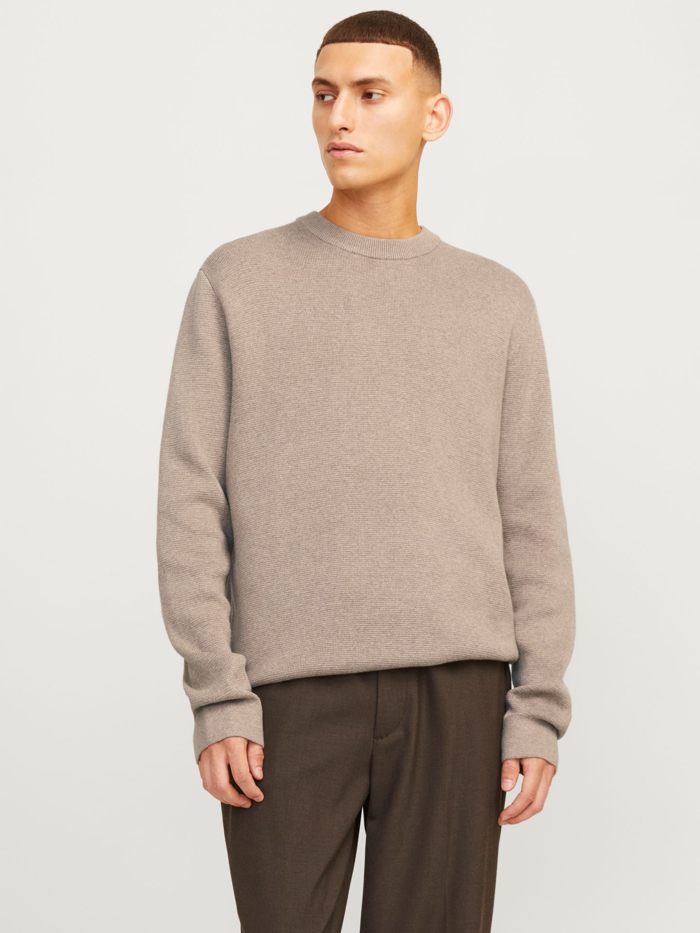 Jack & Jones JPRBLAMILANO STITCH KNIT CREW NECK Greige/COMFORT FIT 00109572-EKA26011400002432