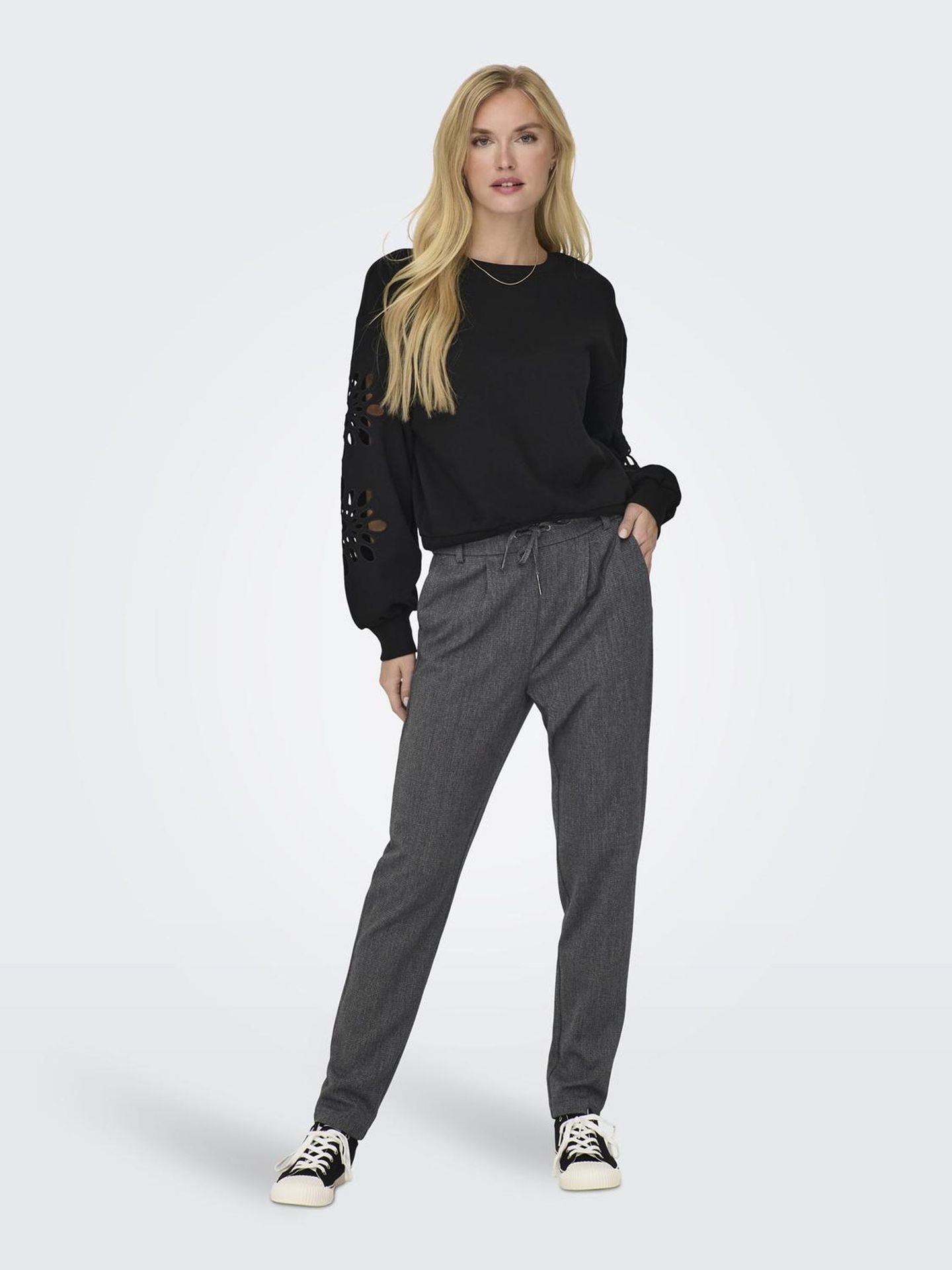 Only ONLPOPTRASH-ELISE EASY MELANGE PANT Dark Grey Melange 2900149548075