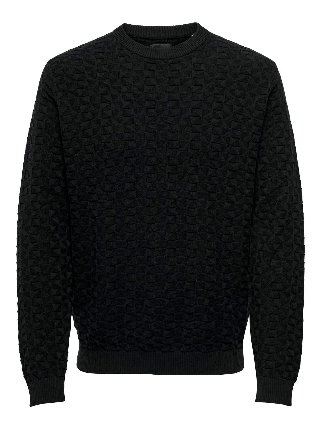 Only & Sons ONSKALLE REG 12 STRUC CREW KNIT NOO Black 00109579-EKA26011400000174