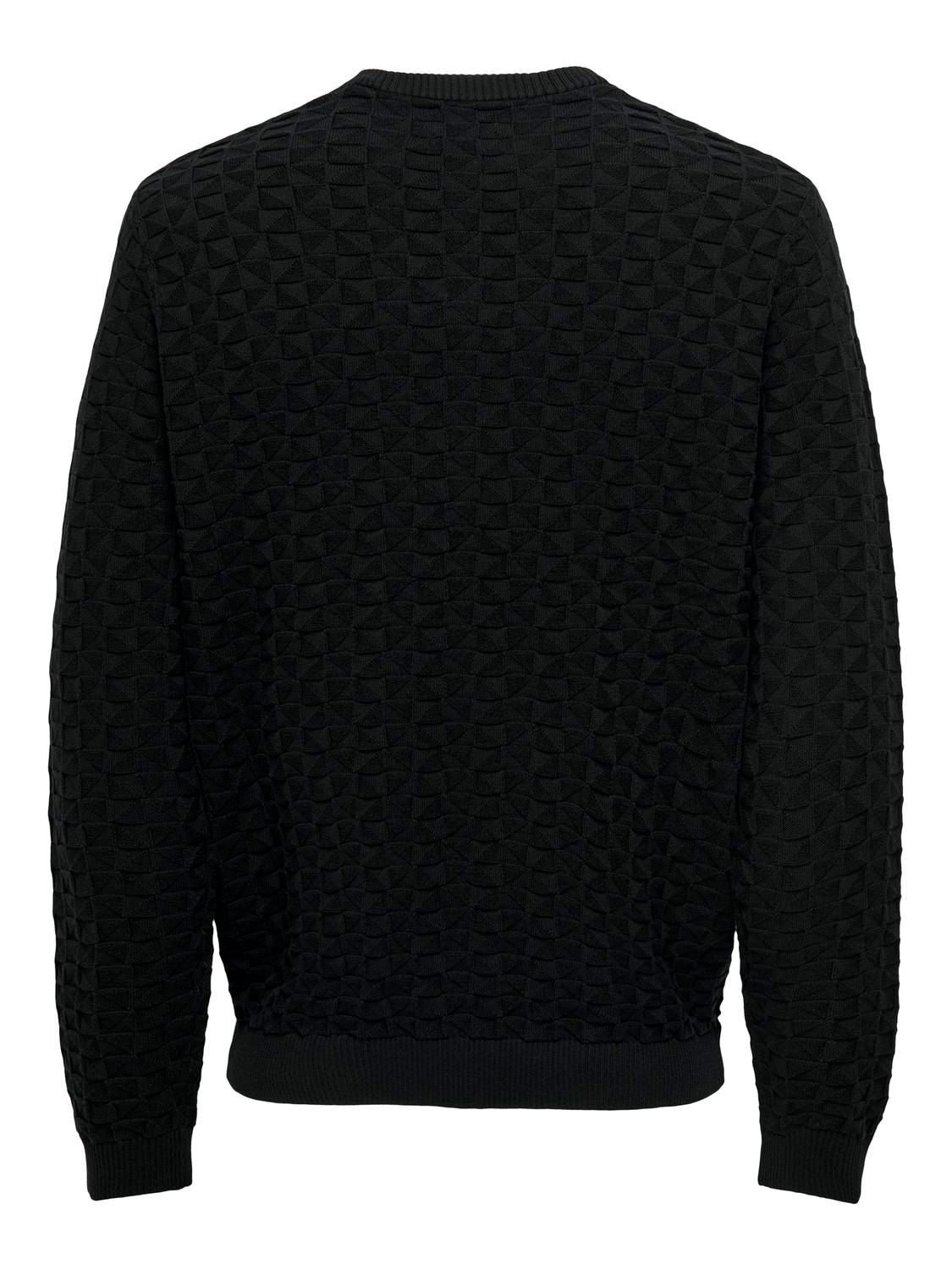 Only & Sons ONSKALLE REG 12 STRUC CREW KNIT NOO Black 2900149557022