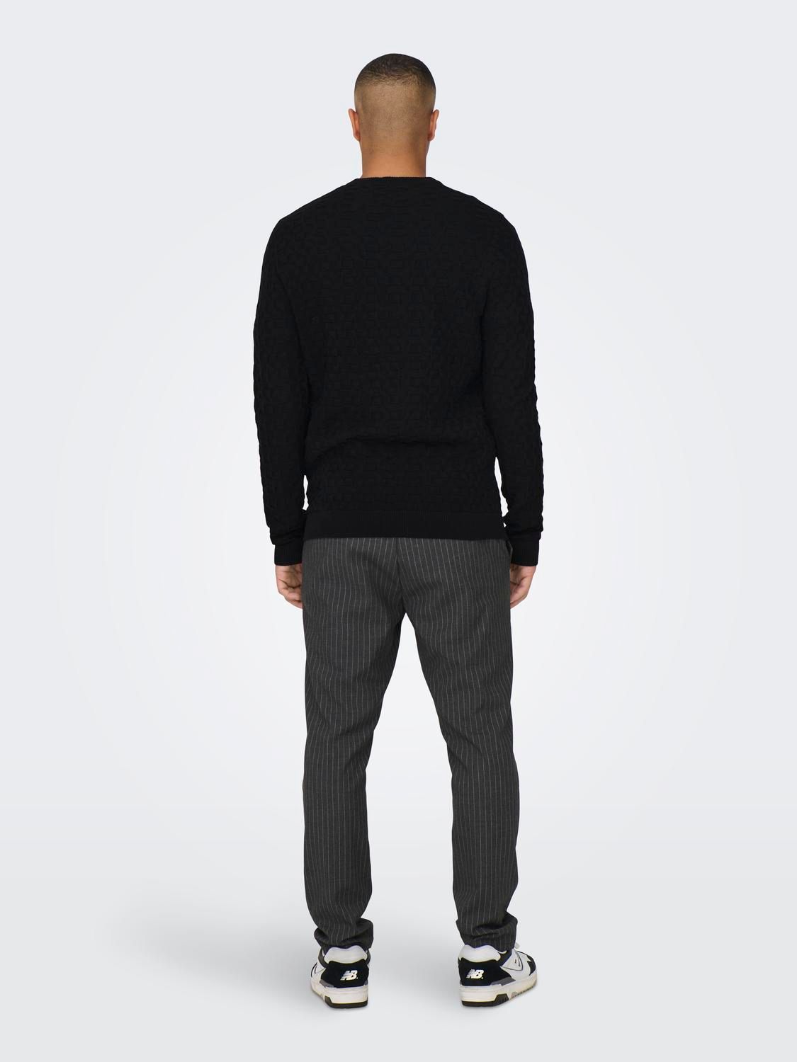 Only & Sons ONSKALLE REG 12 STRUC CREW KNIT NOO Black 2900149557022