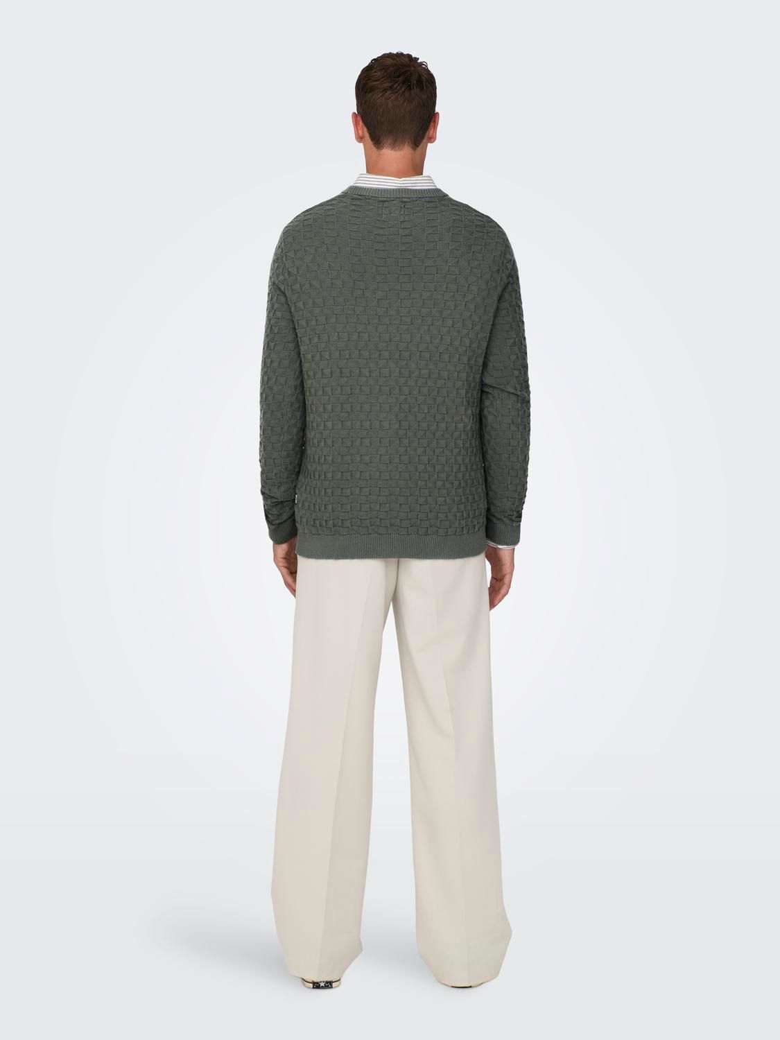 Only & Sons ONSKALLE REG 12 STRUC CREW KNIT NOO Castor Gray 2900149556018