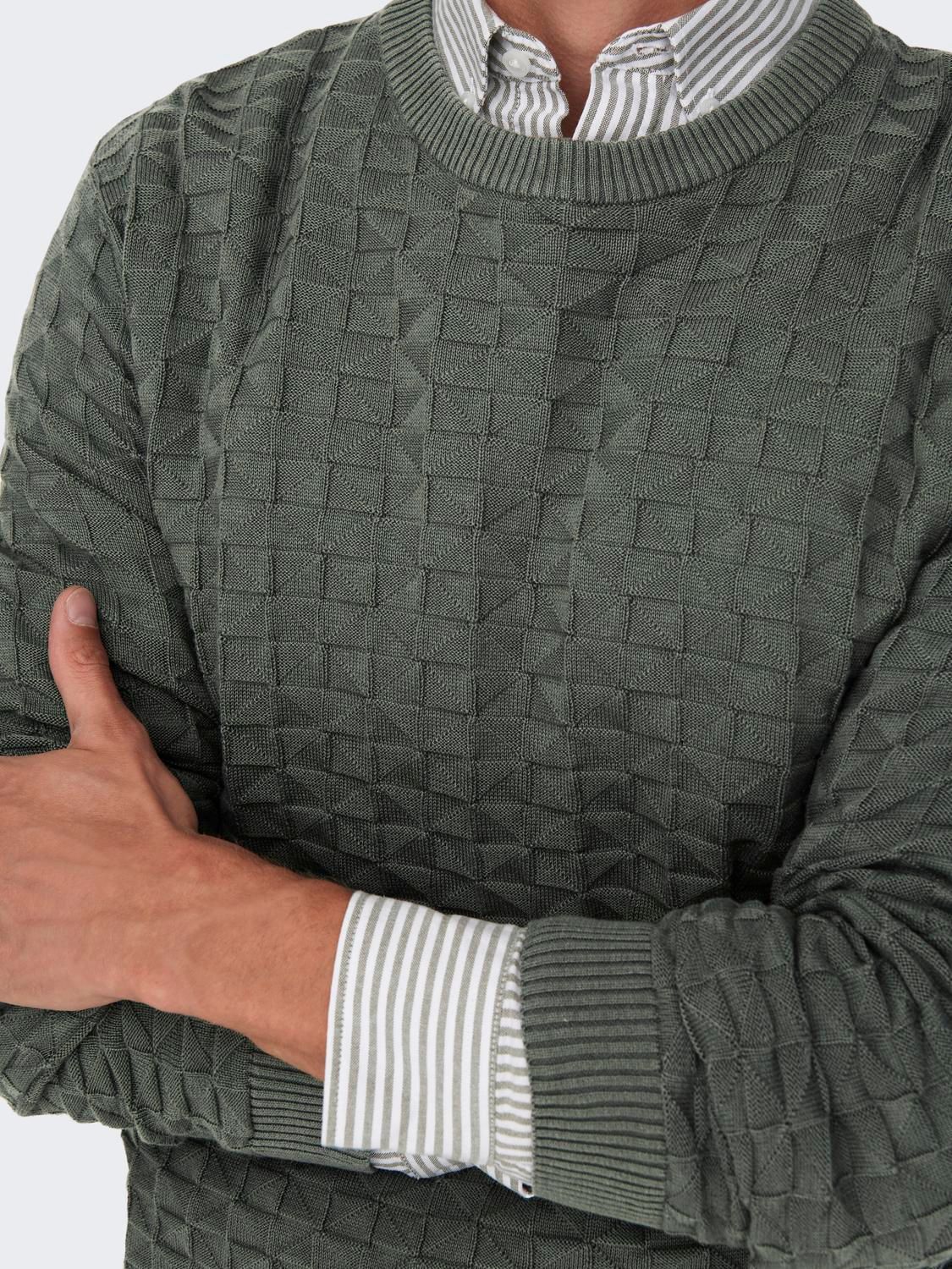 Only & Sons ONSKALLE REG 12 STRUC CREW KNIT NOO Castor Gray 2900149556018