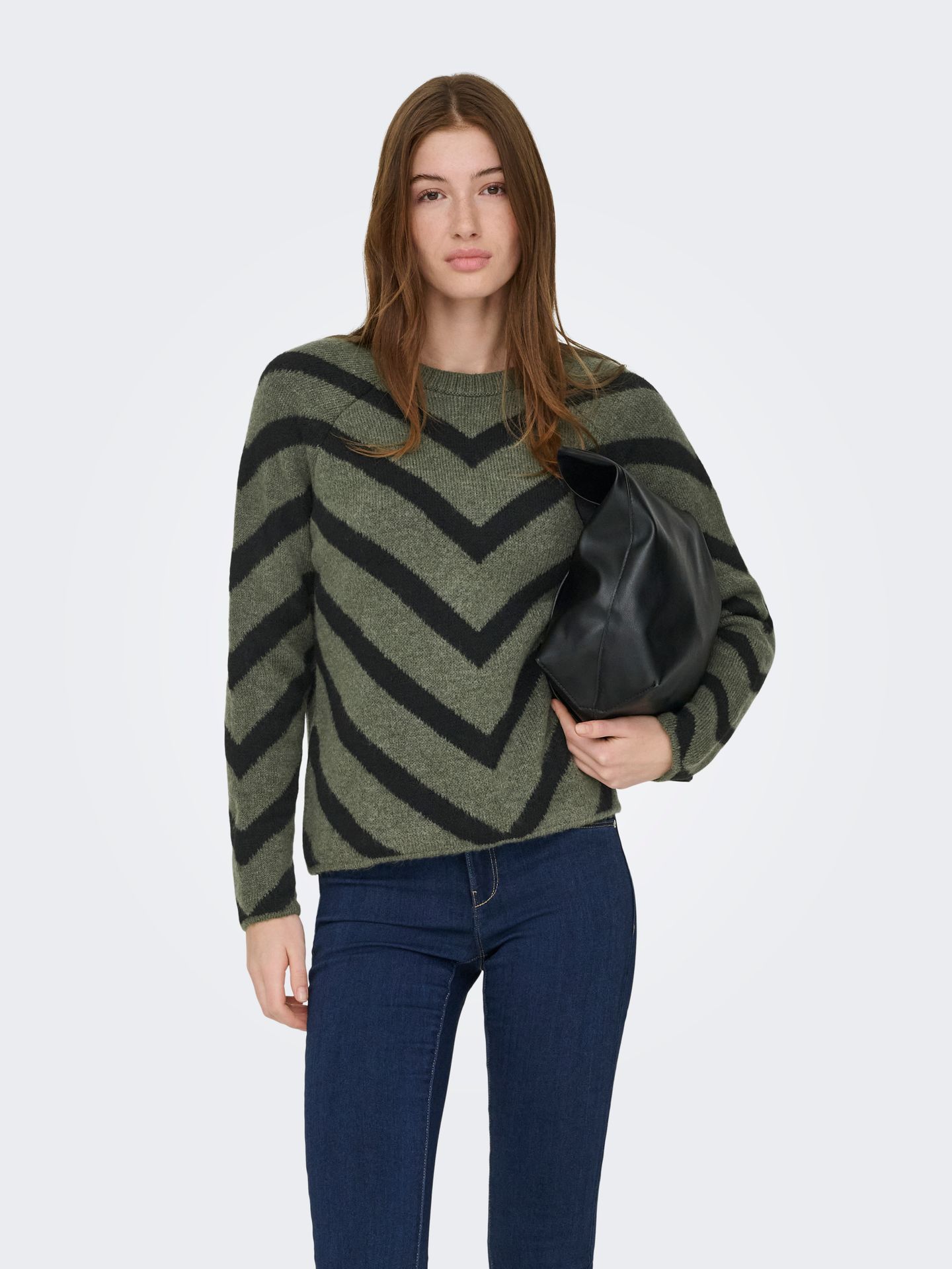 Only ONLELIZA L/S PULLOVER KNT NOOS Lizard/W/ BLACK 2900169717024