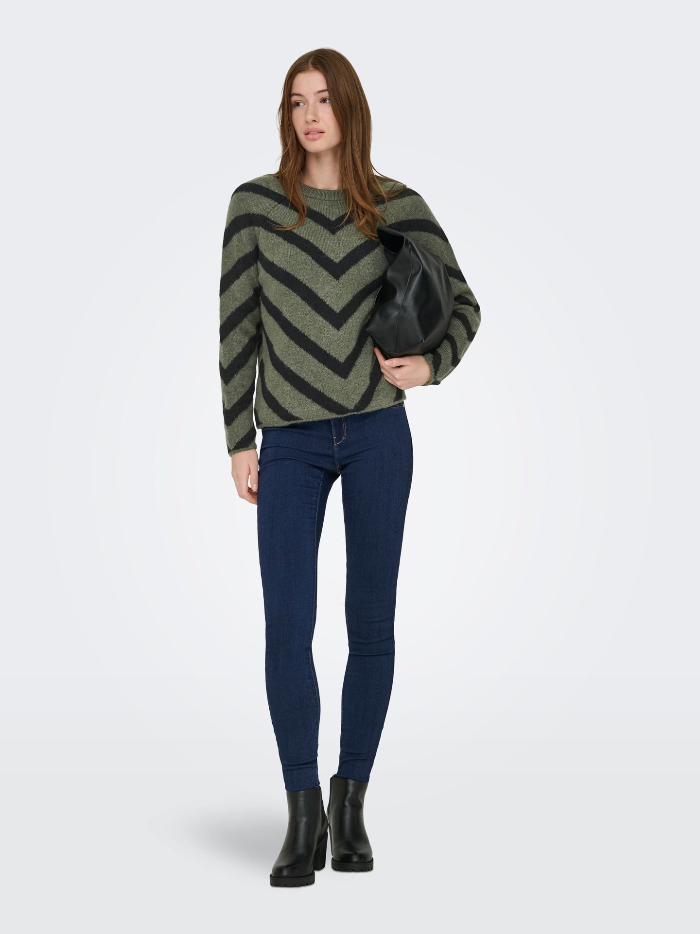 Only ONLELIZA L/S PULLOVER KNT NOOS Lizard/W/ BLACK 2900169717024