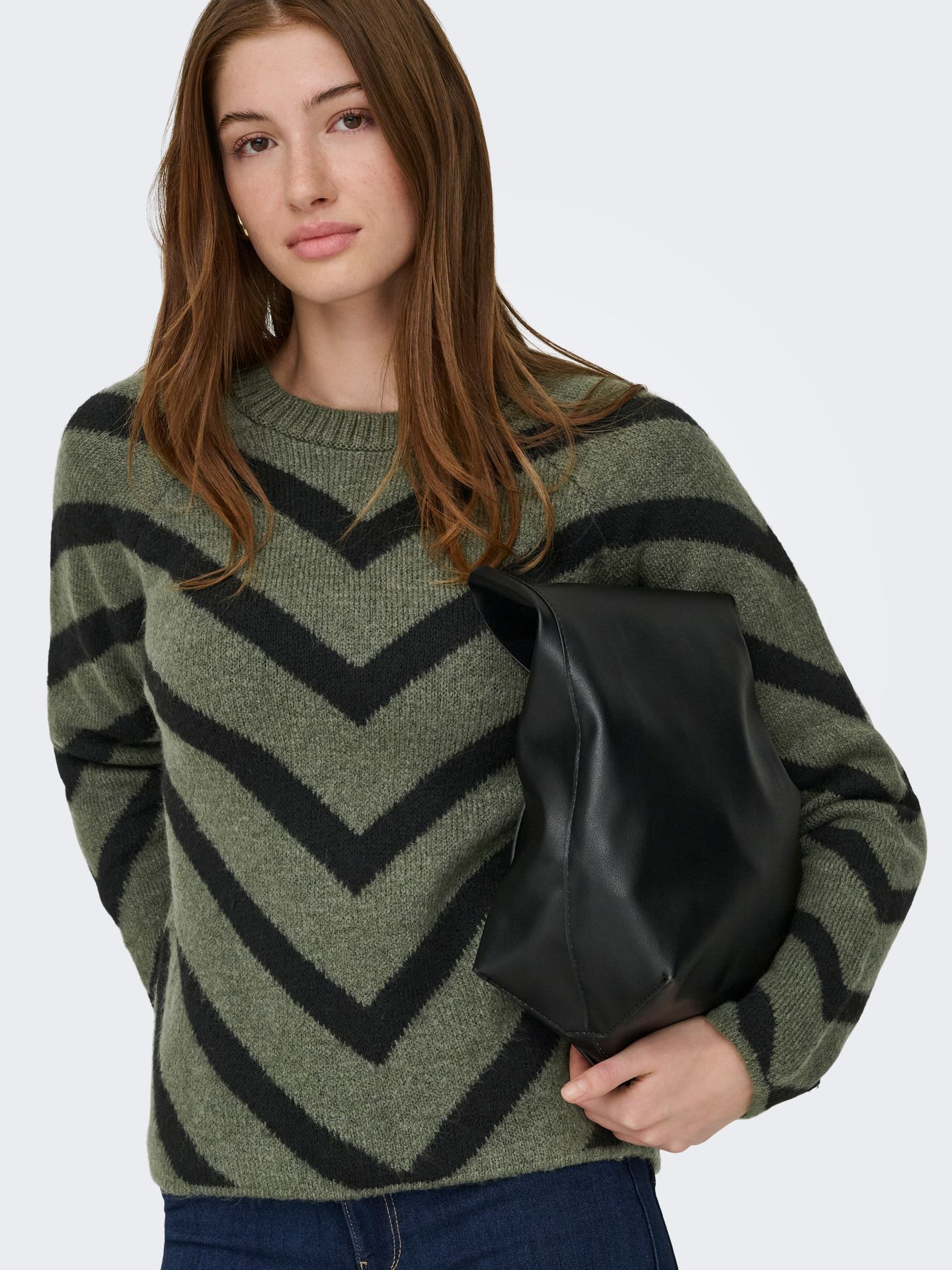 Only ONLELIZA L/S PULLOVER KNT NOOS Lizard/W/ BLACK 2900169717024