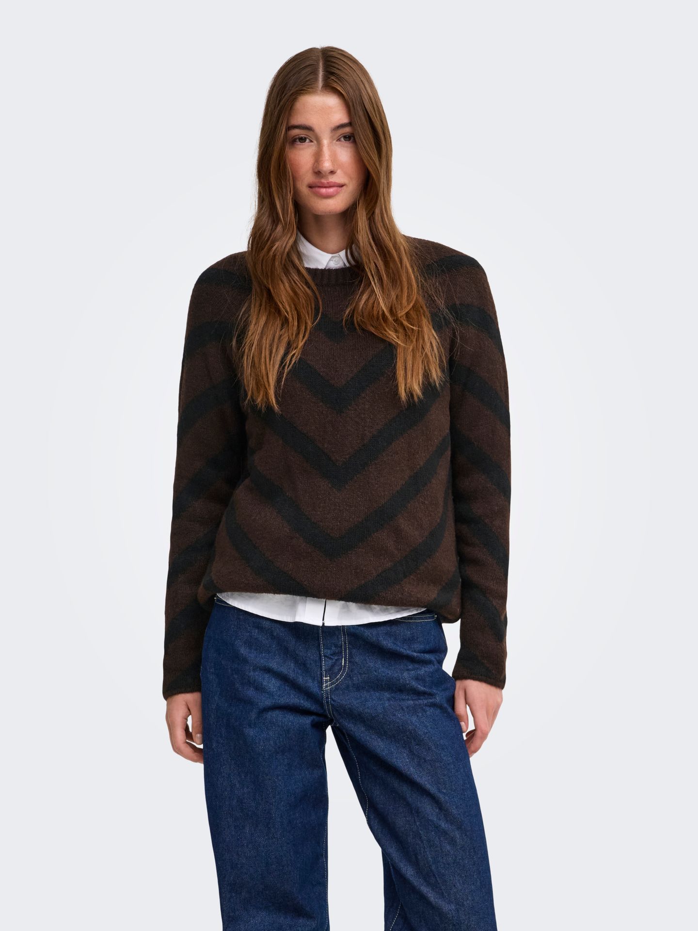 Only ONLELIZA L/S PULLOVER KNT NOOS Coffee Bean/Black 00109580-EKA26011400003789
