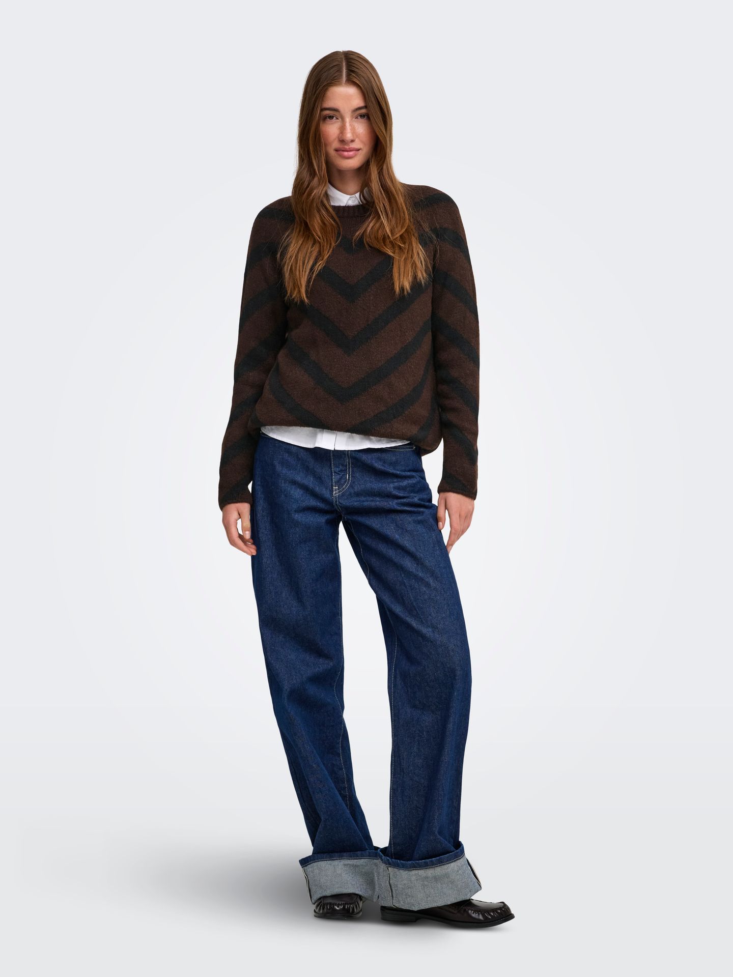 Only ONLELIZA L/S PULLOVER KNT NOOS Coffee Bean/Black 2900171054018