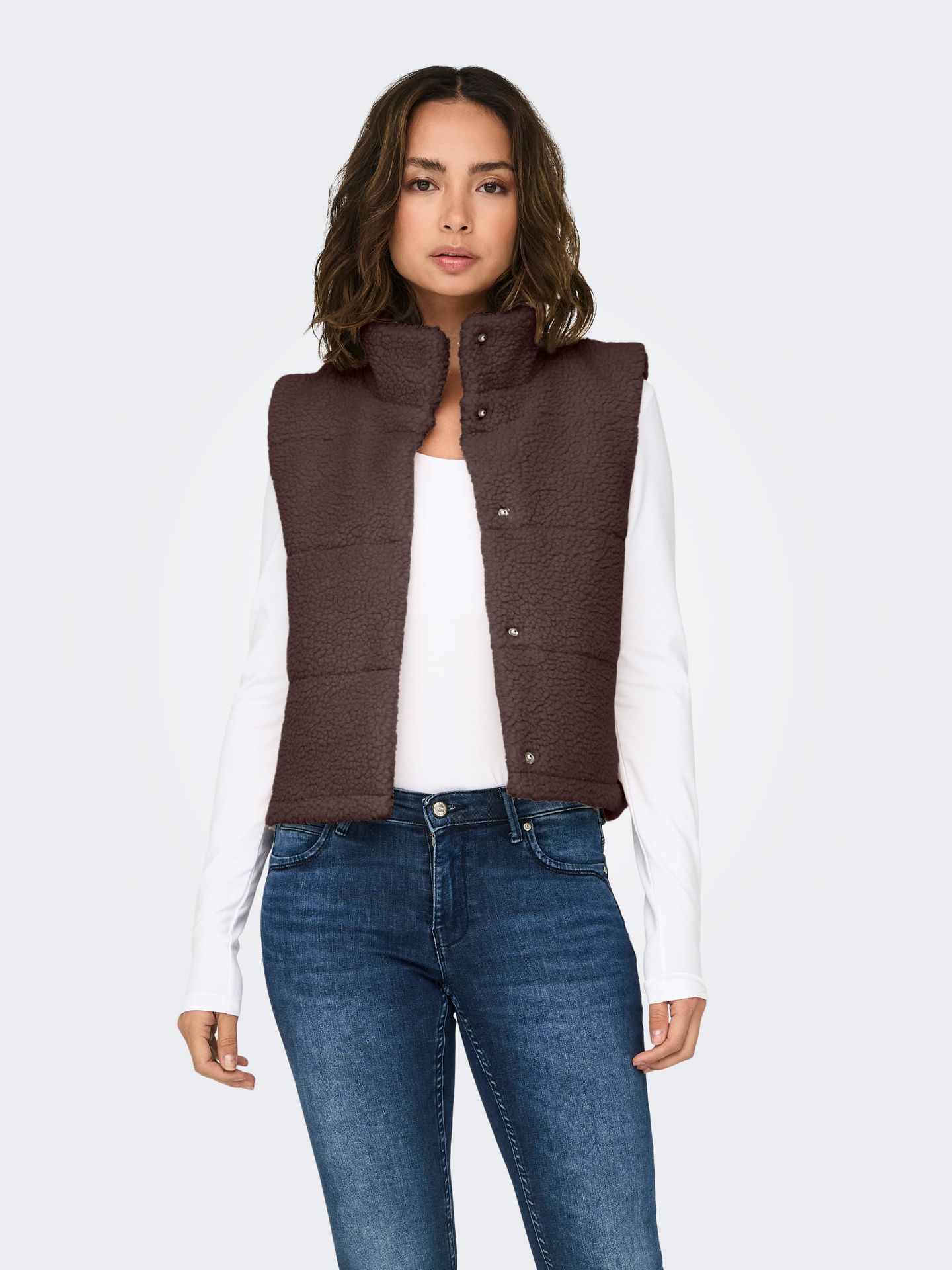 Only ONLSANDRA TEDDY WAISTCOAT LIFE CC O Seal Brown 00109581-EKA26011400003013