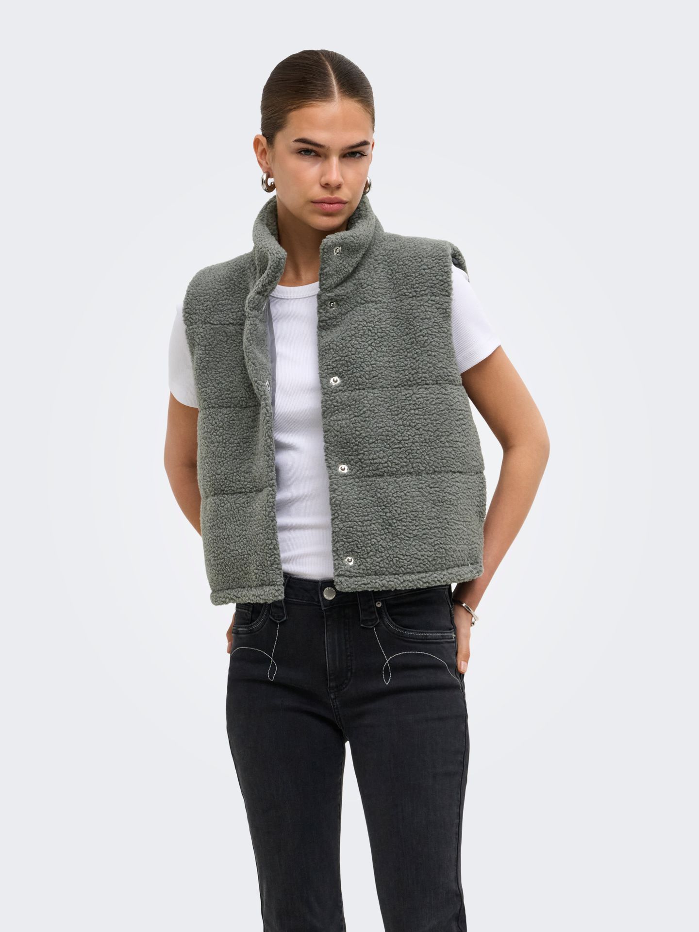 Only ONLSANDRA TEDDY WAISTCOAT LIFE CC O Castor Gray 00109581-EKA26011400003691