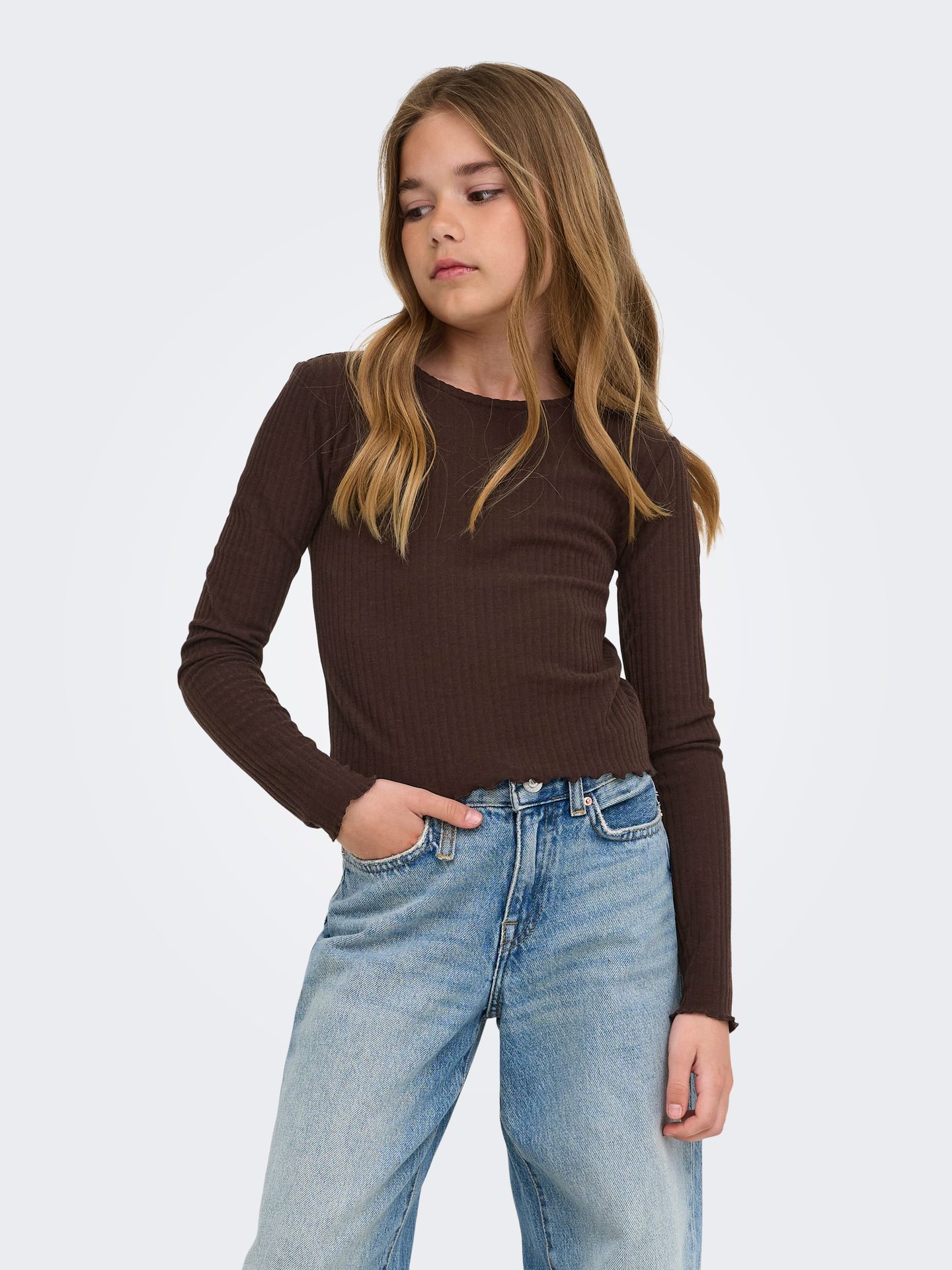 Kids Only KOGNELLA L/S O-NECK TOP JRS NOOS Coffee Bean 2900167930029