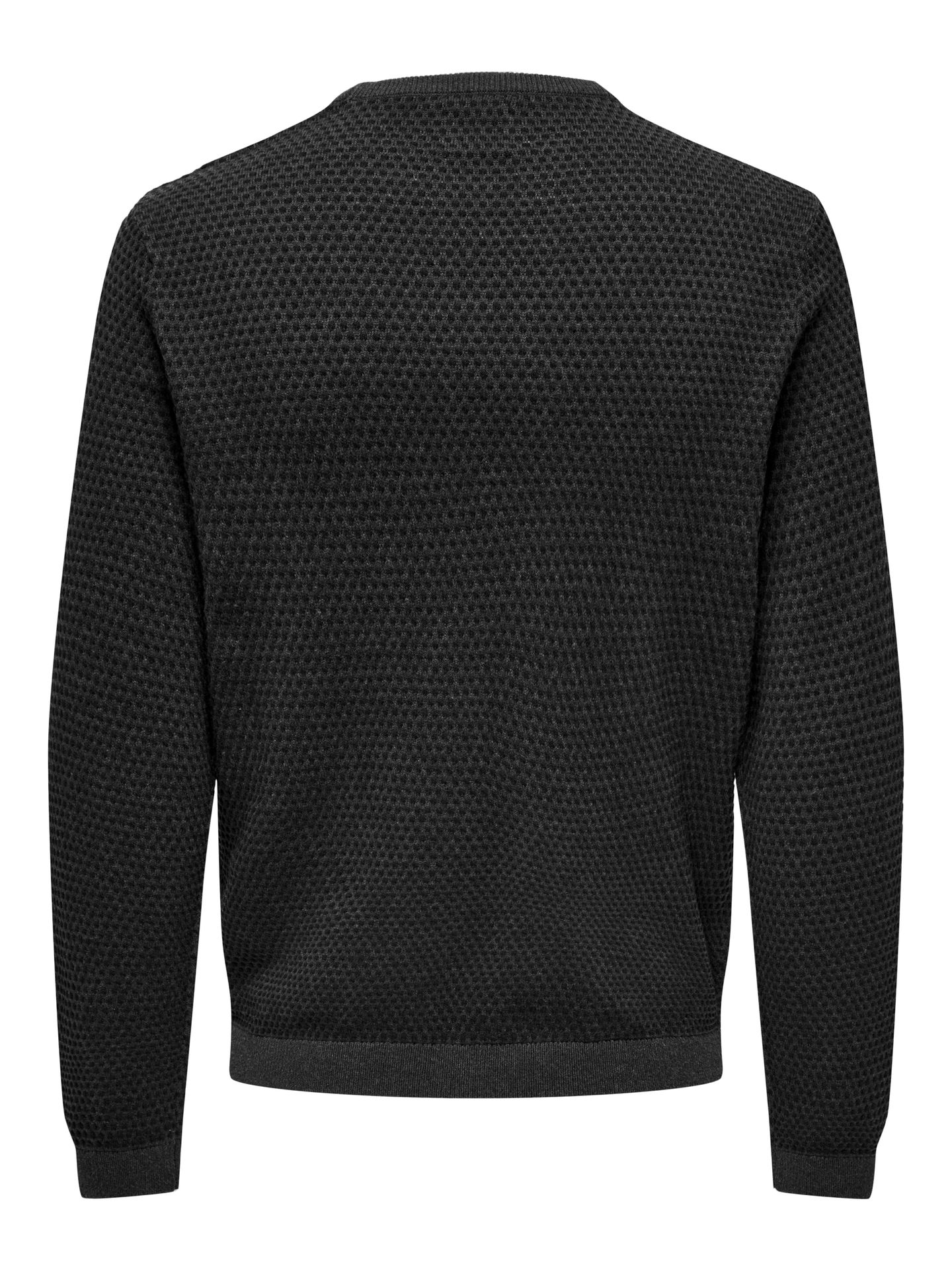 Only & Sons ONSTAPA REG 12 STRUC LS CREW KNIT N Dark Grey Melange/BLACK DOTS 2900149595048