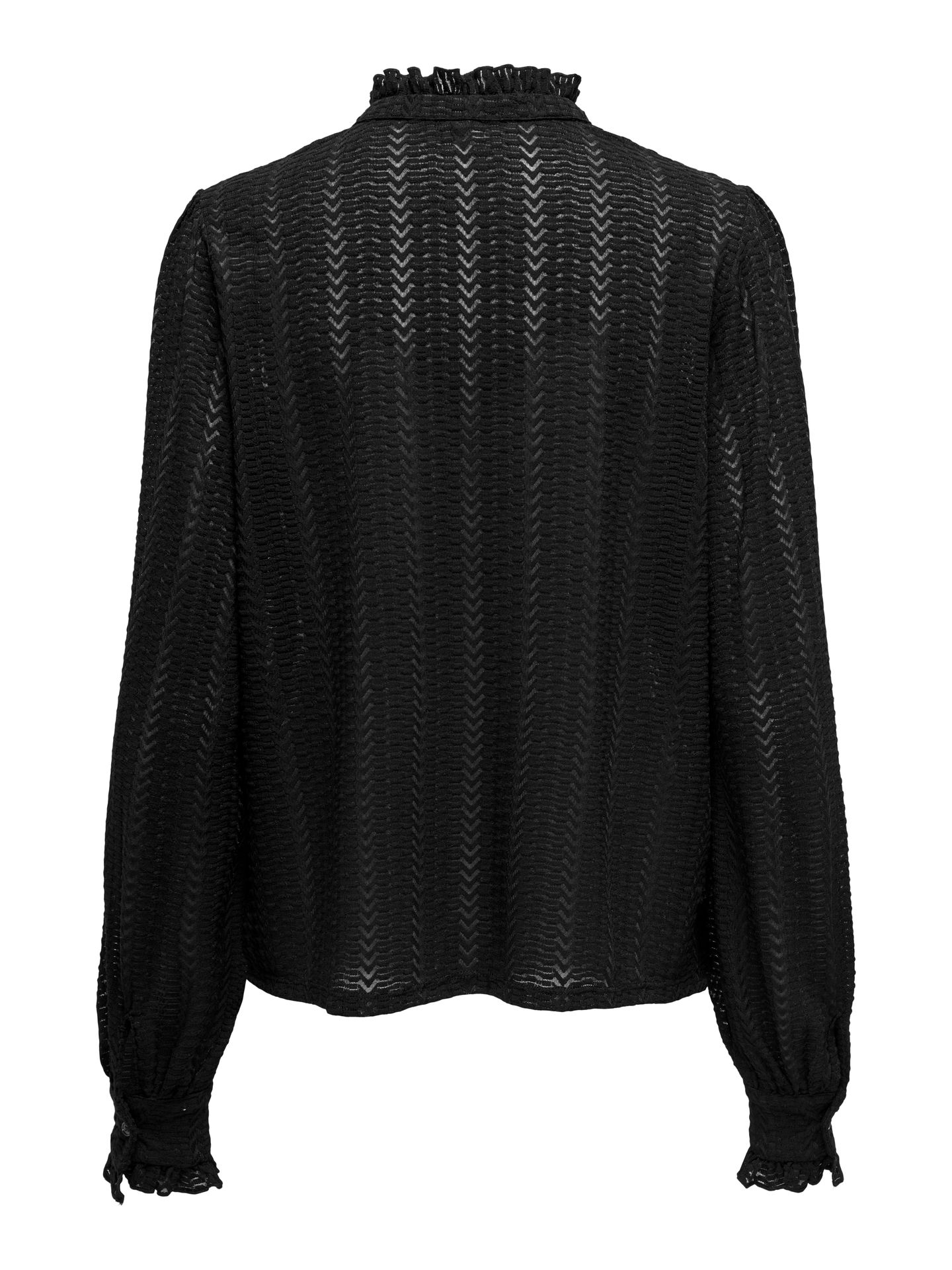 Only ONLISABELLE L/S PLACKET RUFFLE TOP Black 2900149634020