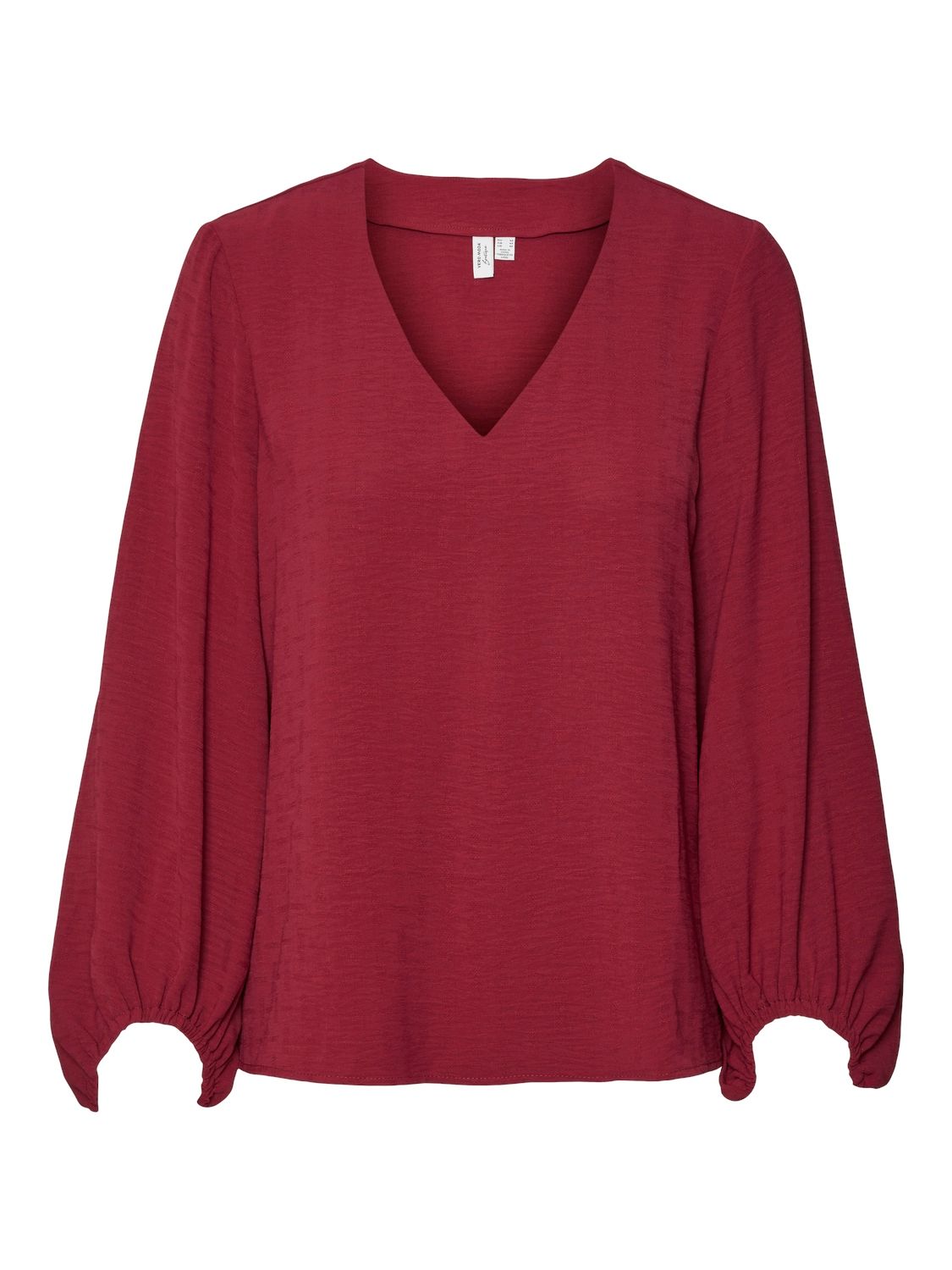 Vero Moda VMOLIVIA L/S V-NECK TOP WVN BTQ GA Red Plum 00109610-EKA26011400002451