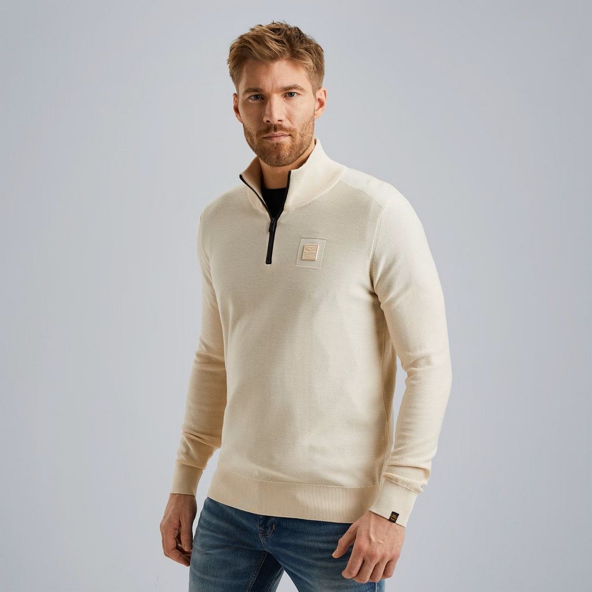 Pme Legend Half zip collar cotton modal Bone White 2900149655032 Pme Legend Half zip collar cotton modal Bone White 2900149655032