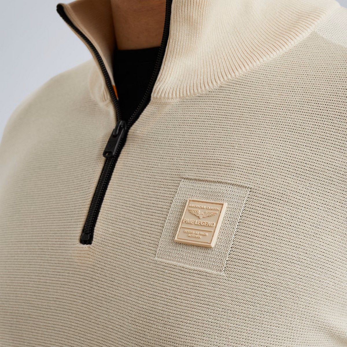 Pme Legend Half zip collar cotton modal Bone White 2900149655032 Pme Legend Half zip collar cotton modal Bone White 2900149655032