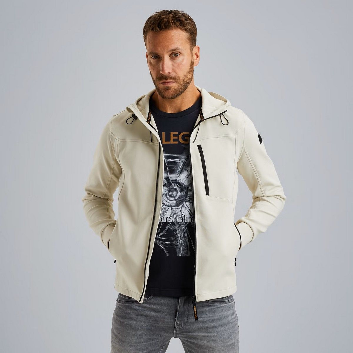 Pme Legend Zip jacket interlock sweat Bone White 00109624-7013