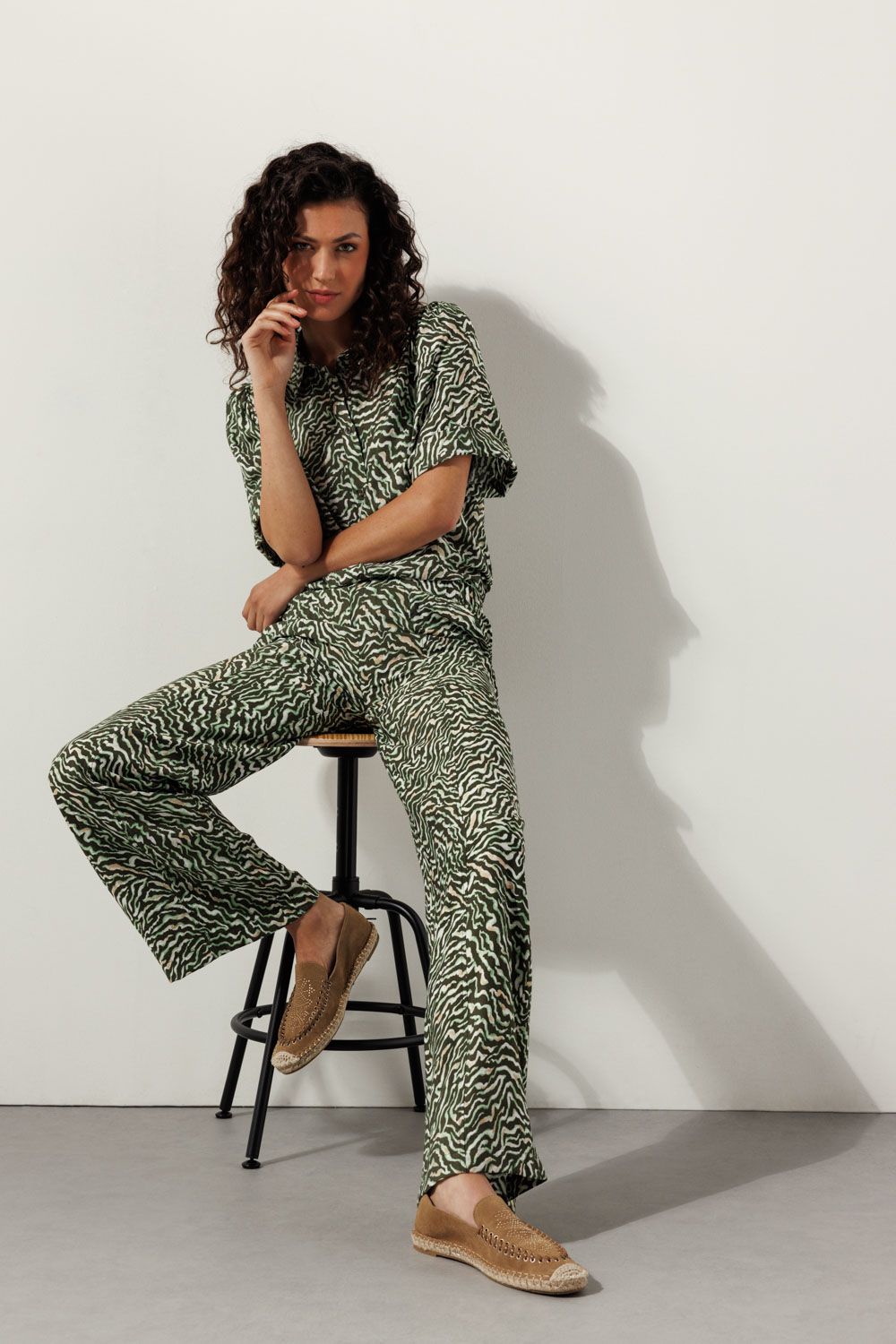 Tramontana Blouse Zebra Swirl Print Greens 009996 2900149696028
