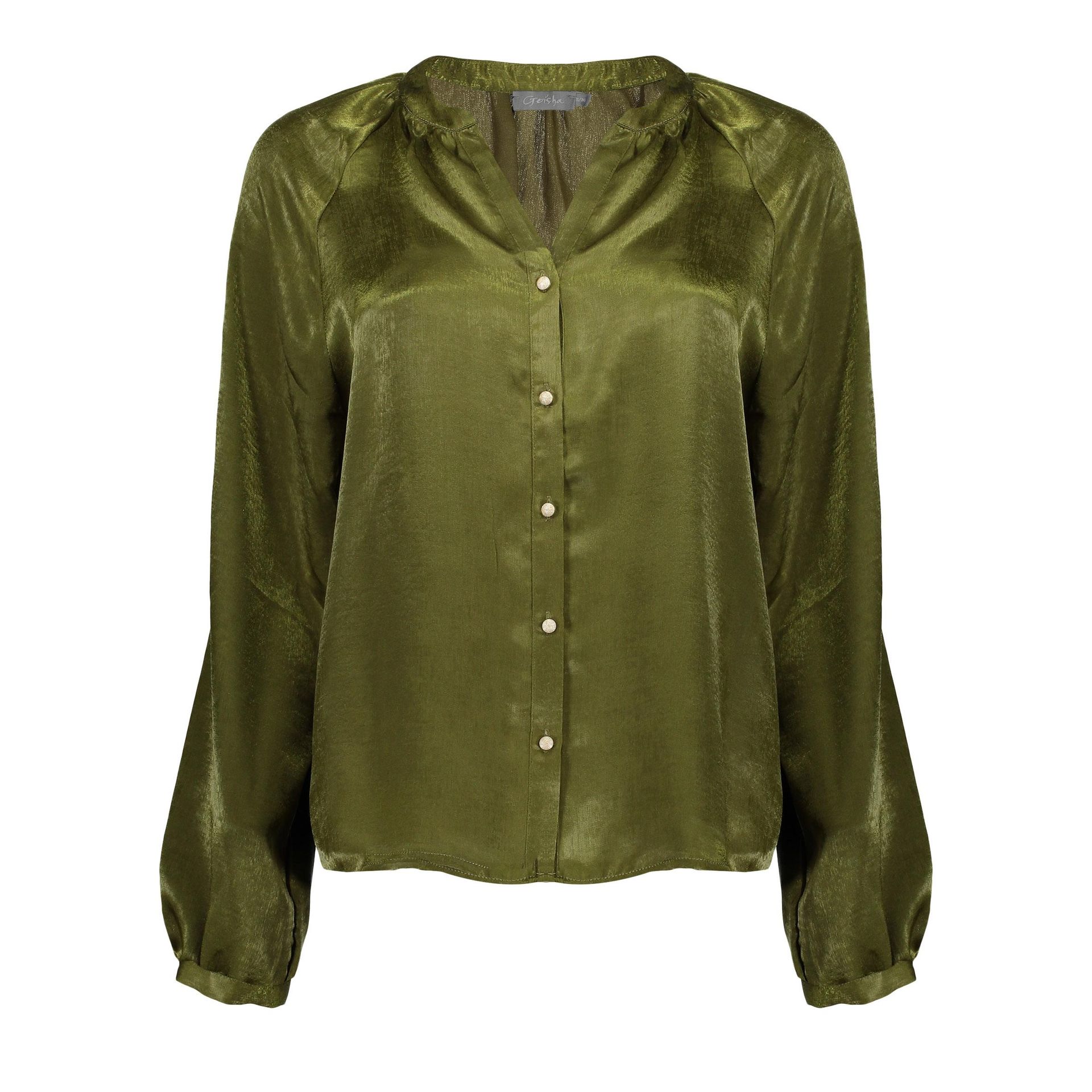 geisha Blouse fancy buttons 530 green 2900149771046