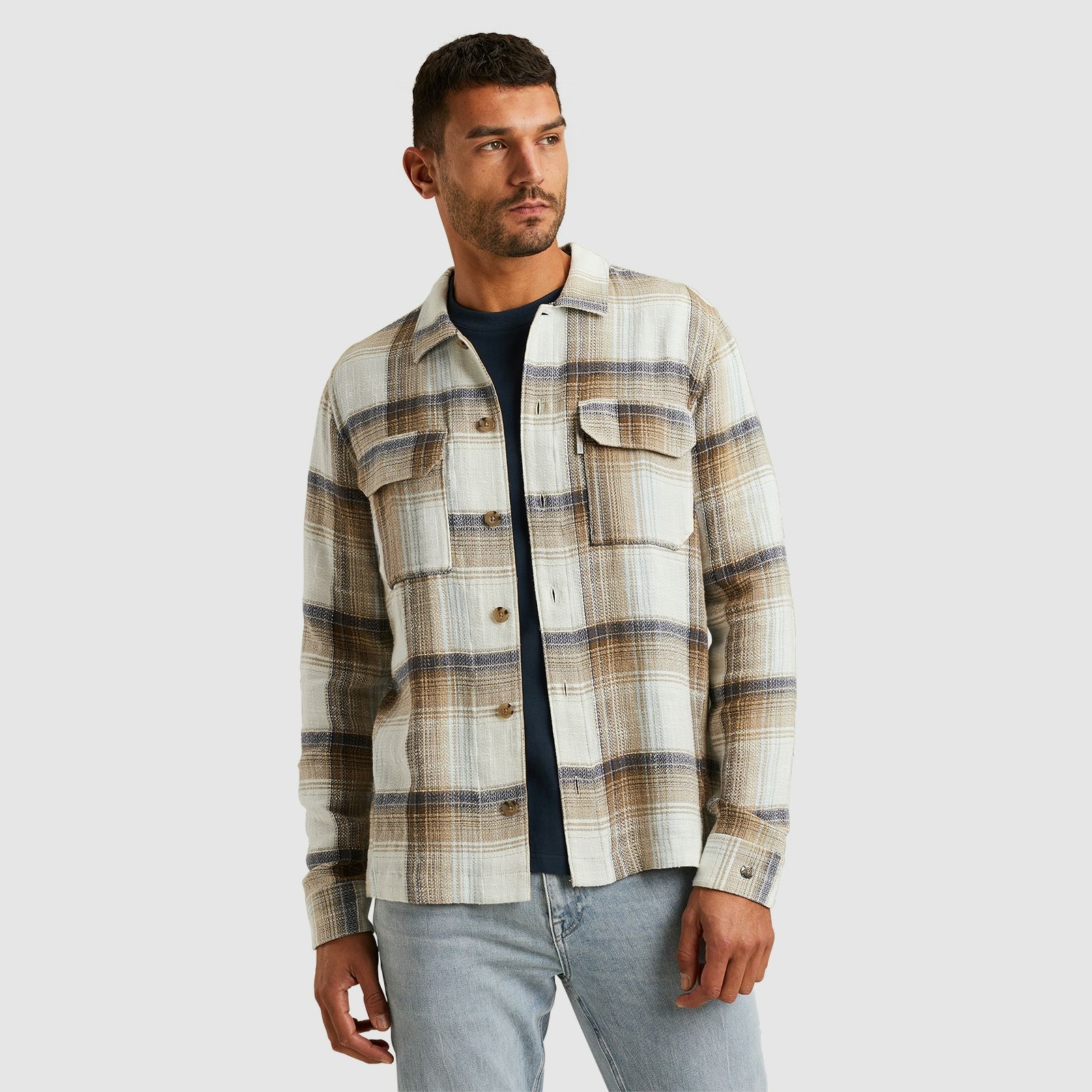 Cast Iron Long Sleeve Shirt Slub Check 8074 2900149806021