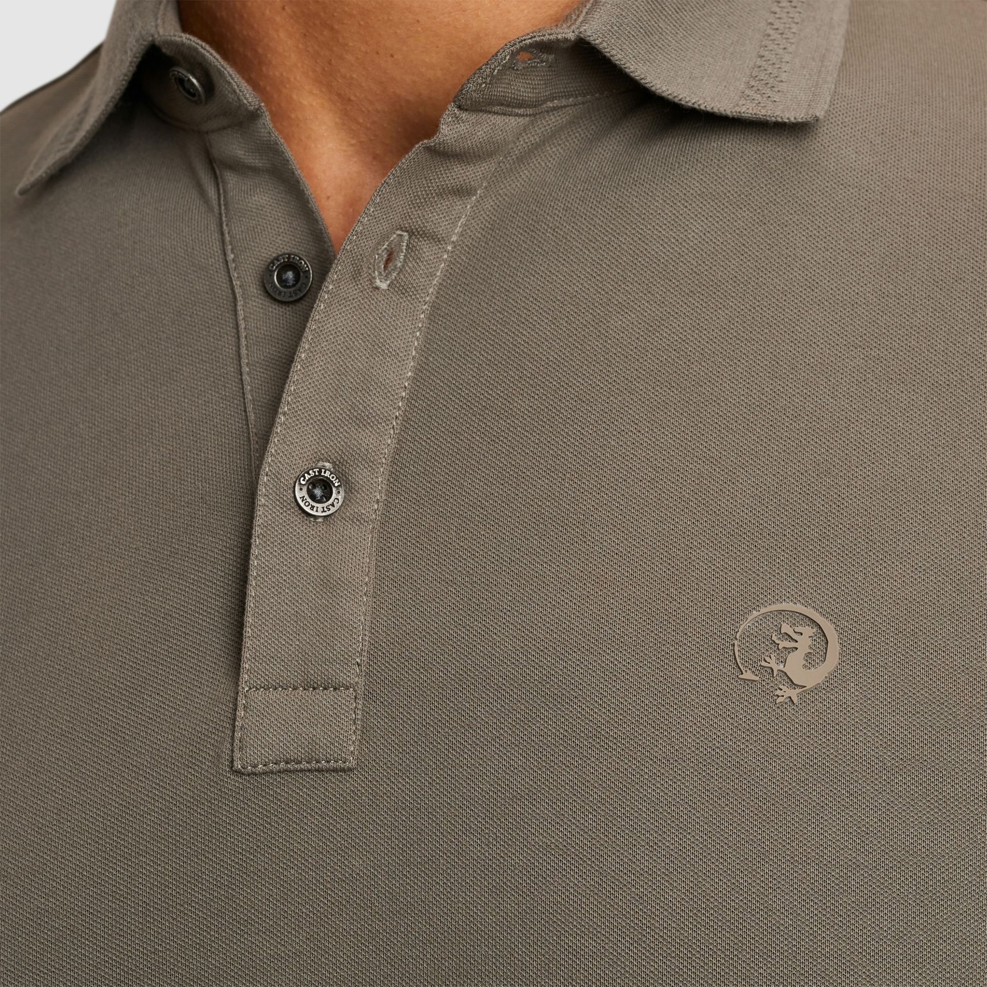 Cast Iron Short sleeve polo fine pique essen Smokey Olive 2900149822052