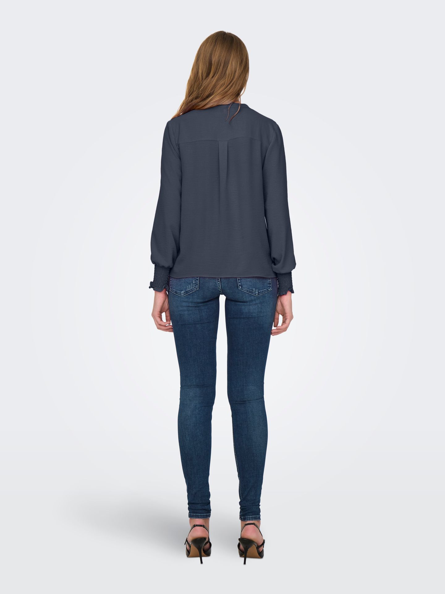 Only ONLMETTE V-NECK LS SMOCK TOP NOOS W Ombre Blue 2900158858059