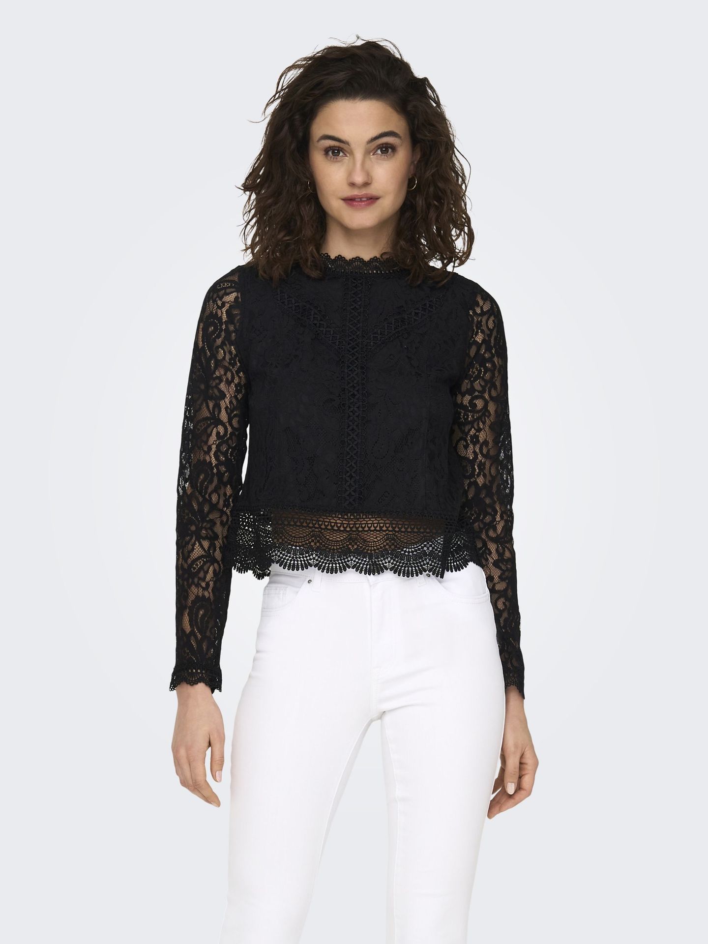 Only ONLNEW KARO LS LACE TOP WVN Black 2900149833010
